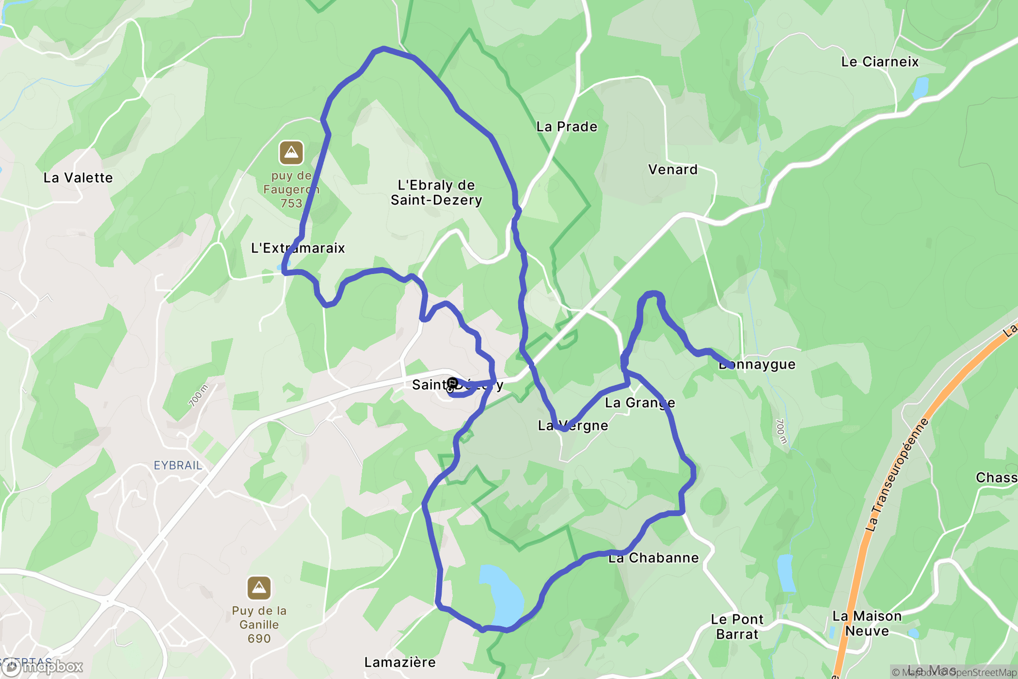 Ussel : carte du parcours de randonnée - France