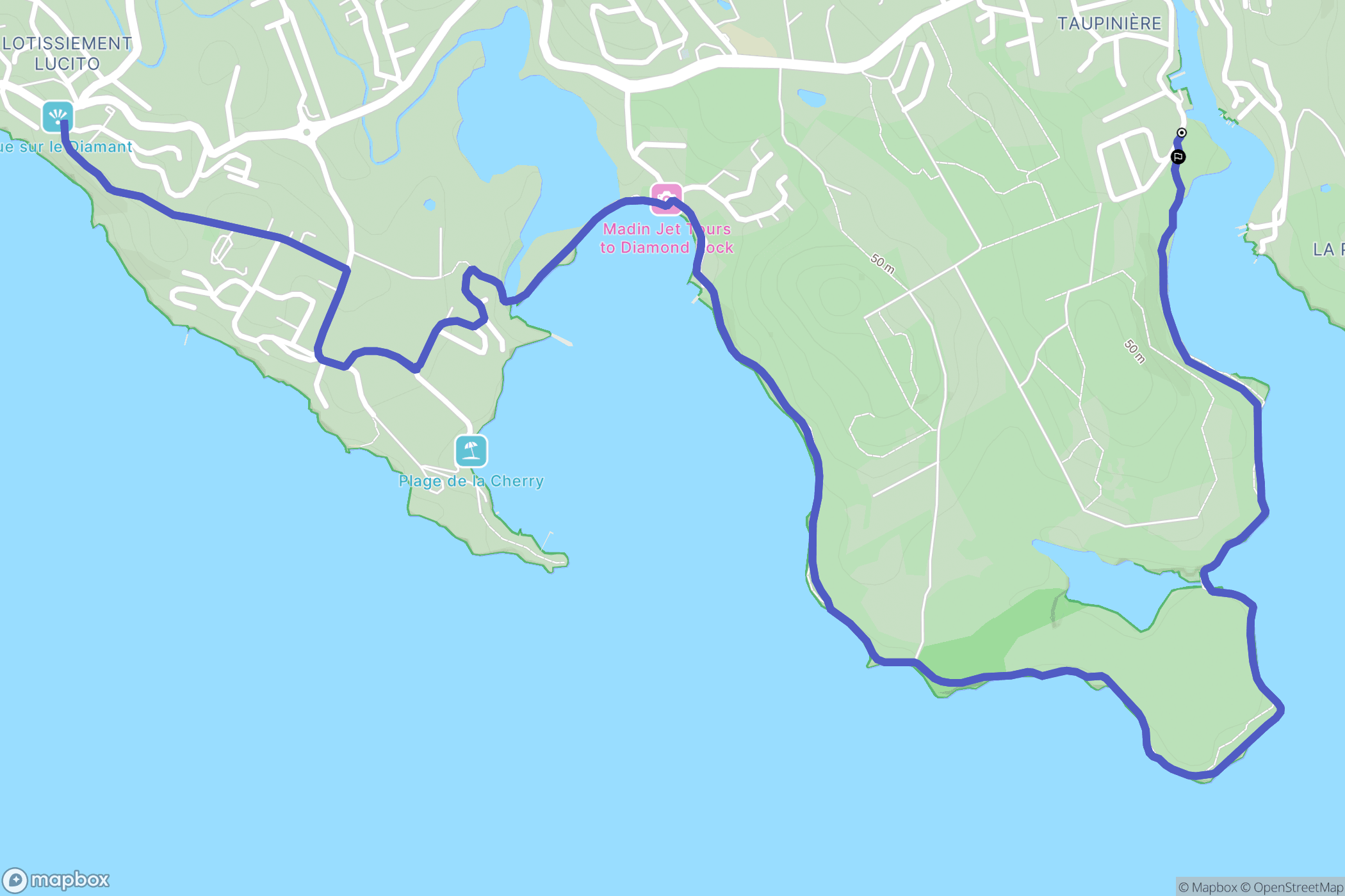 Le Diamant : carte du parcours de randonnée - France
