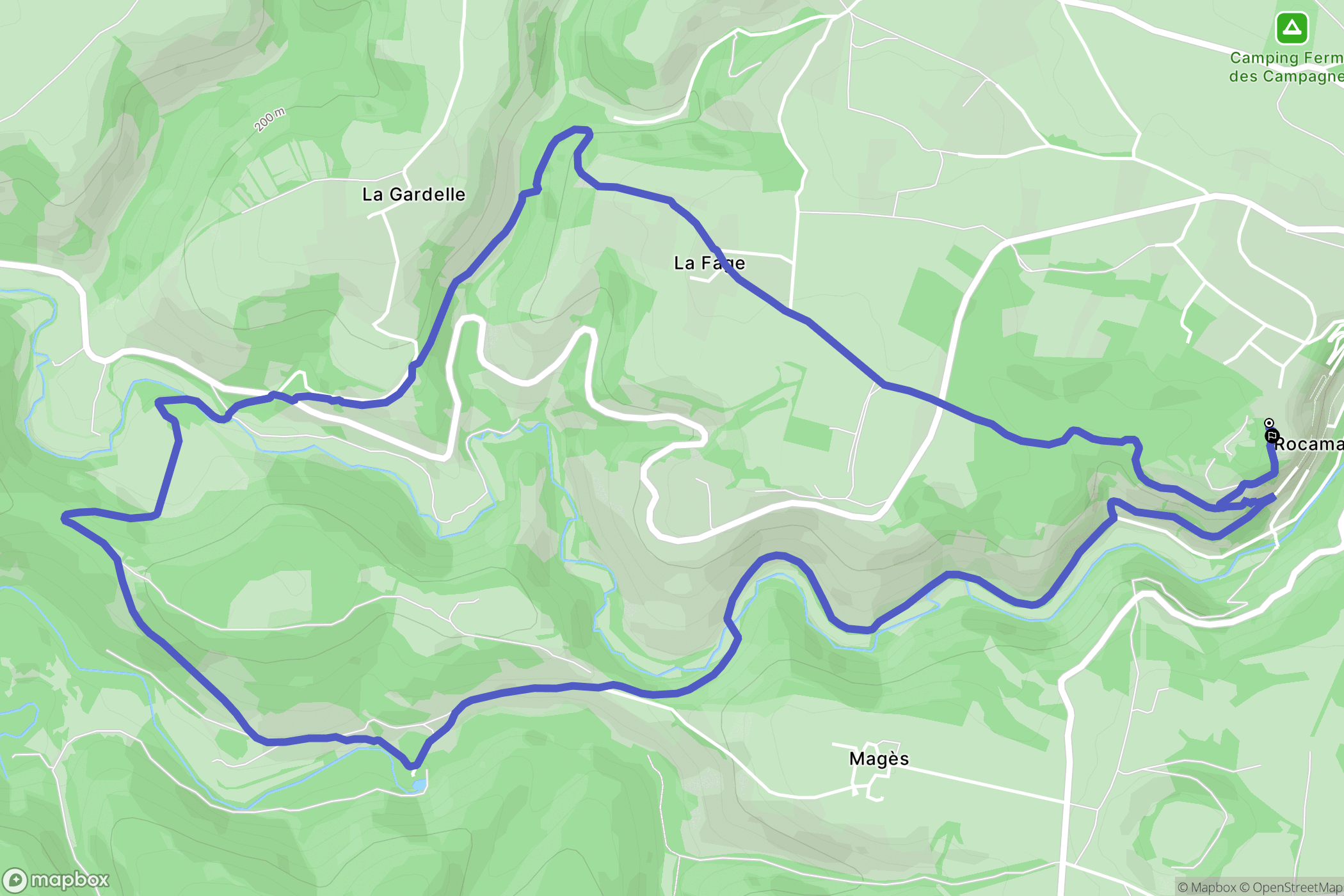 Rocamadour : carte du parcours de randonnée - France