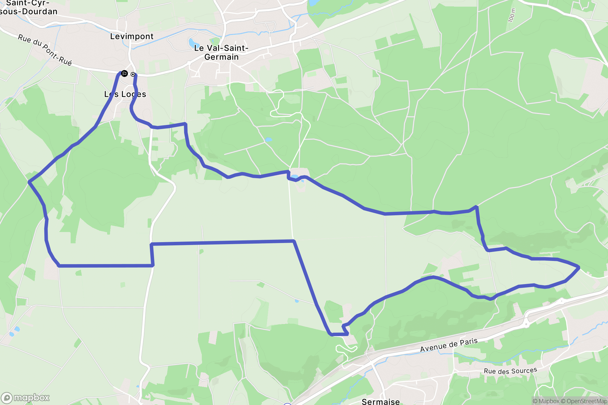 Saint-Cyr-sous-Dourdan : carte du parcours de randonnée - France
