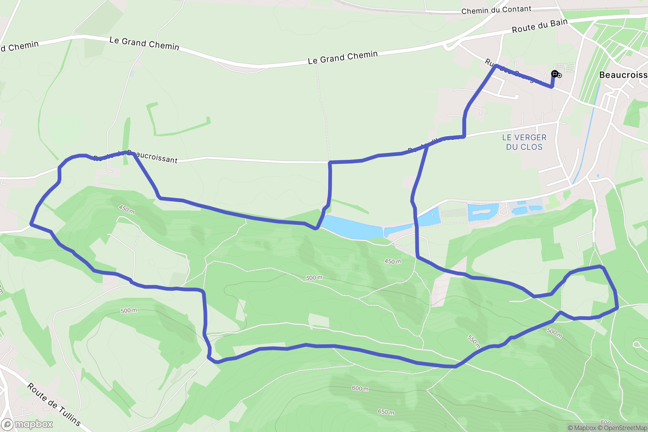 Beaucroissant : carte du parcours de randonnée - France