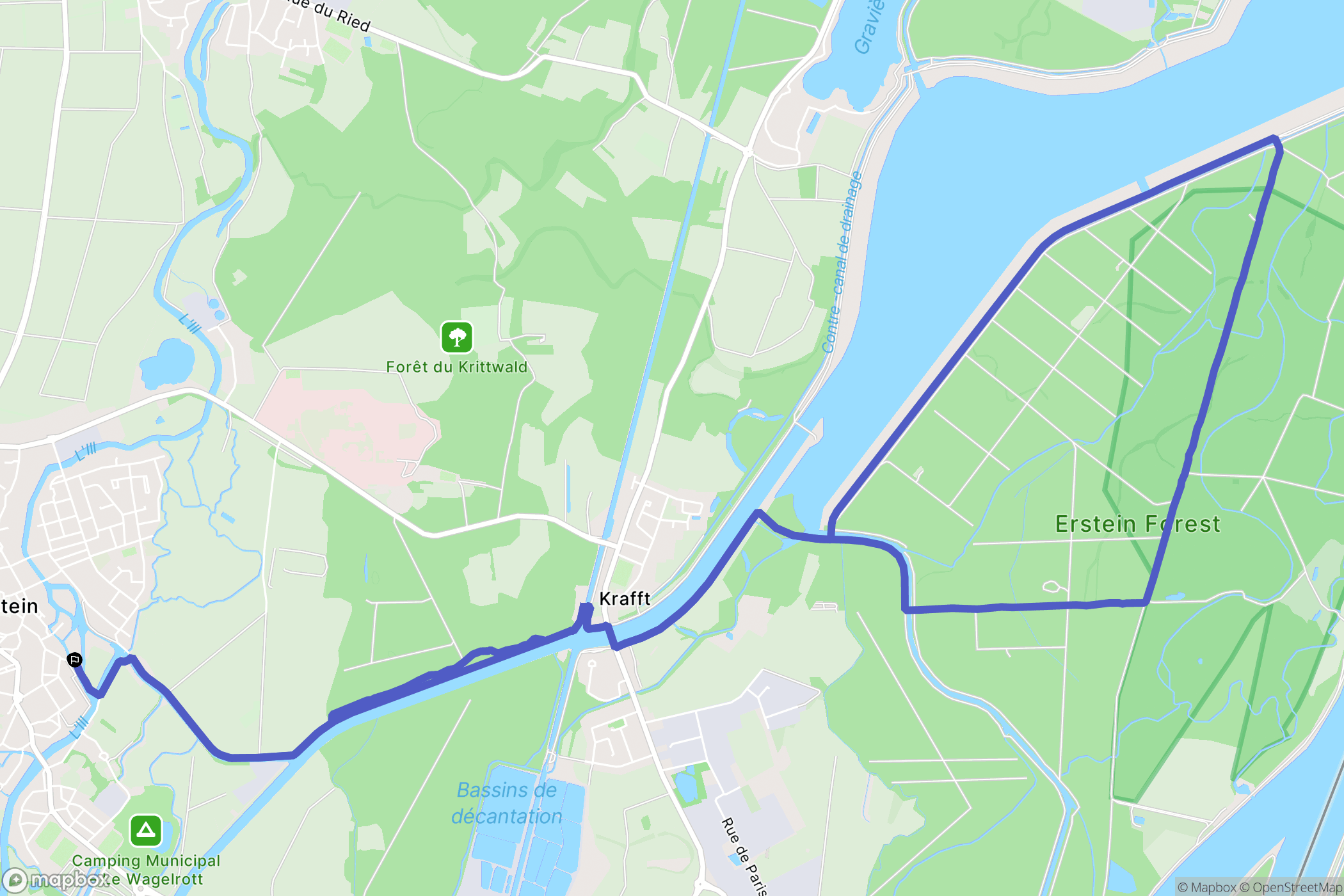 Erstein : carte du parcours de randonnée - France