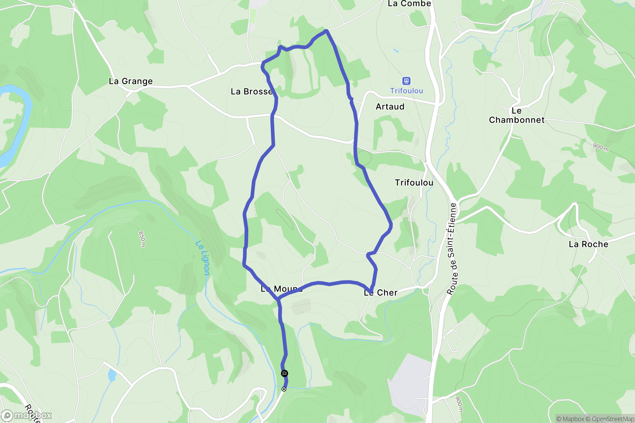 Tence : carte du parcours de randonnée - France