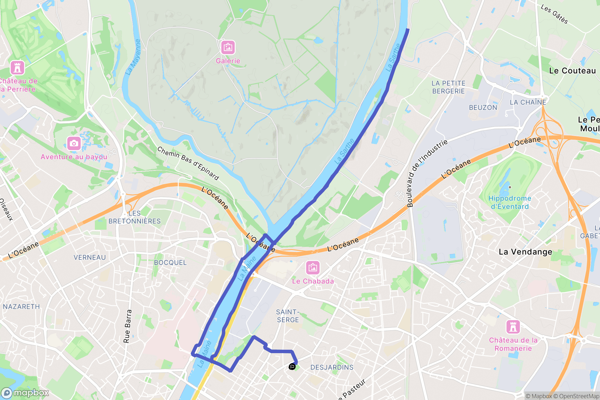 Angers : carte du parcours de randonnée - France