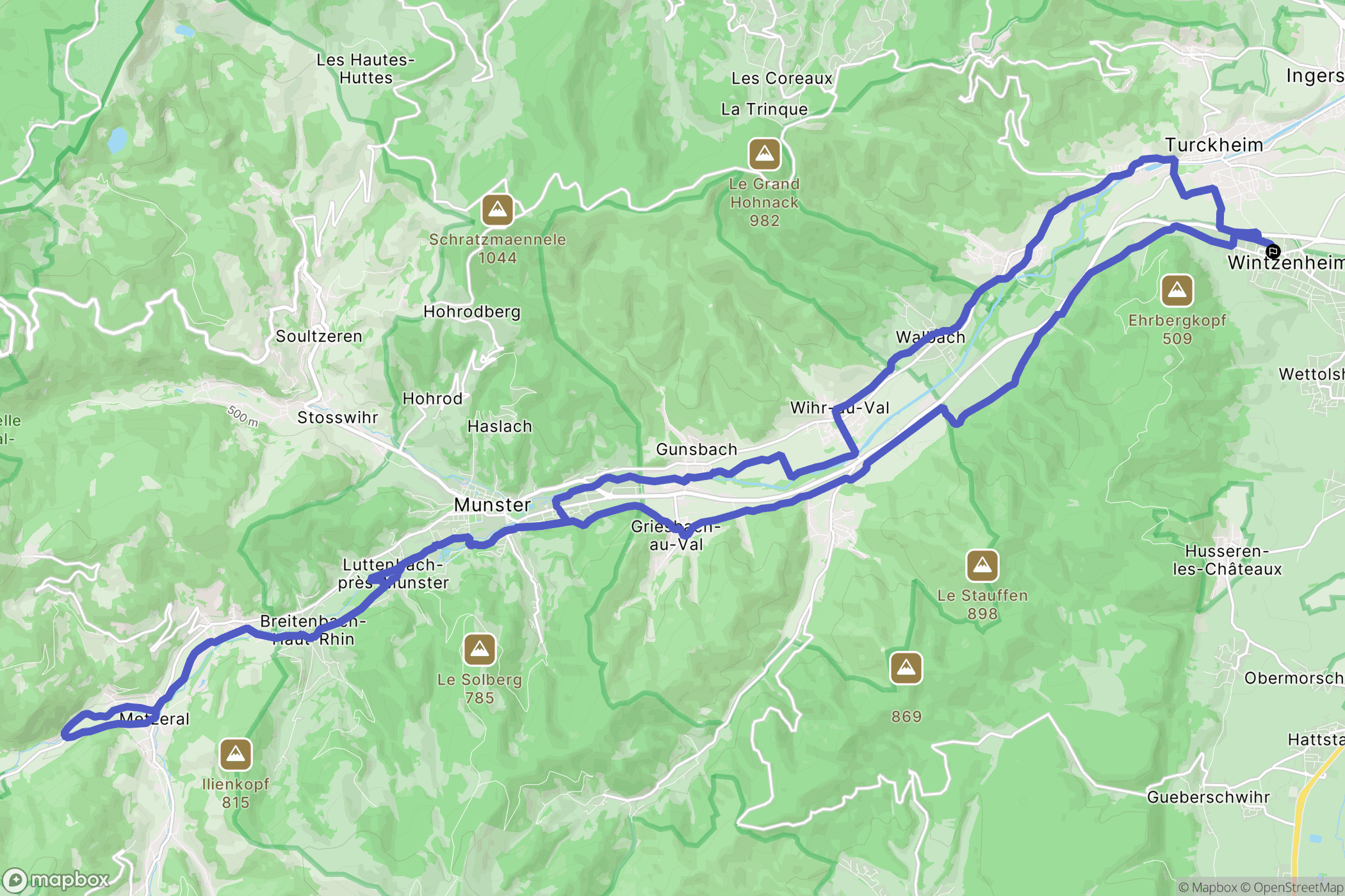 Wintzenheim : carte du parcours de randonnée - France