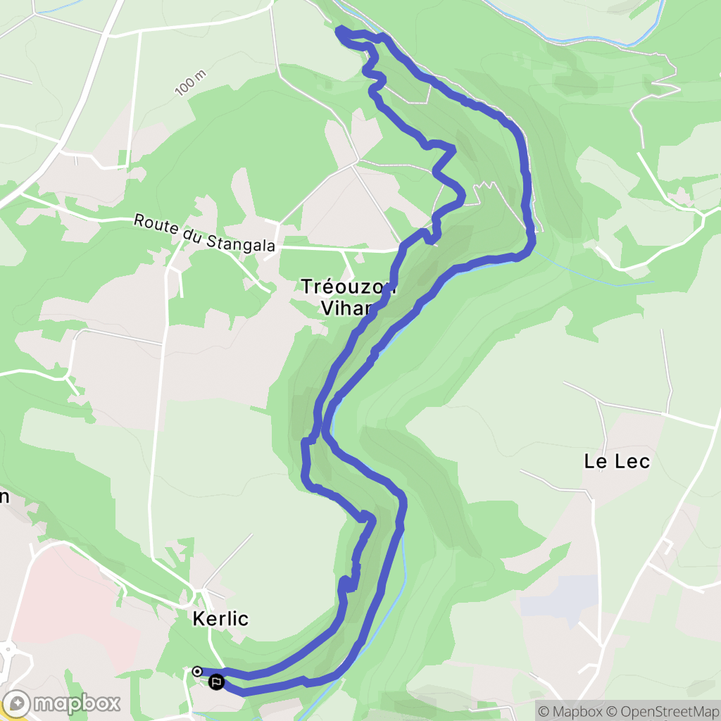 Quimper : carte du parcours de randonnée - France