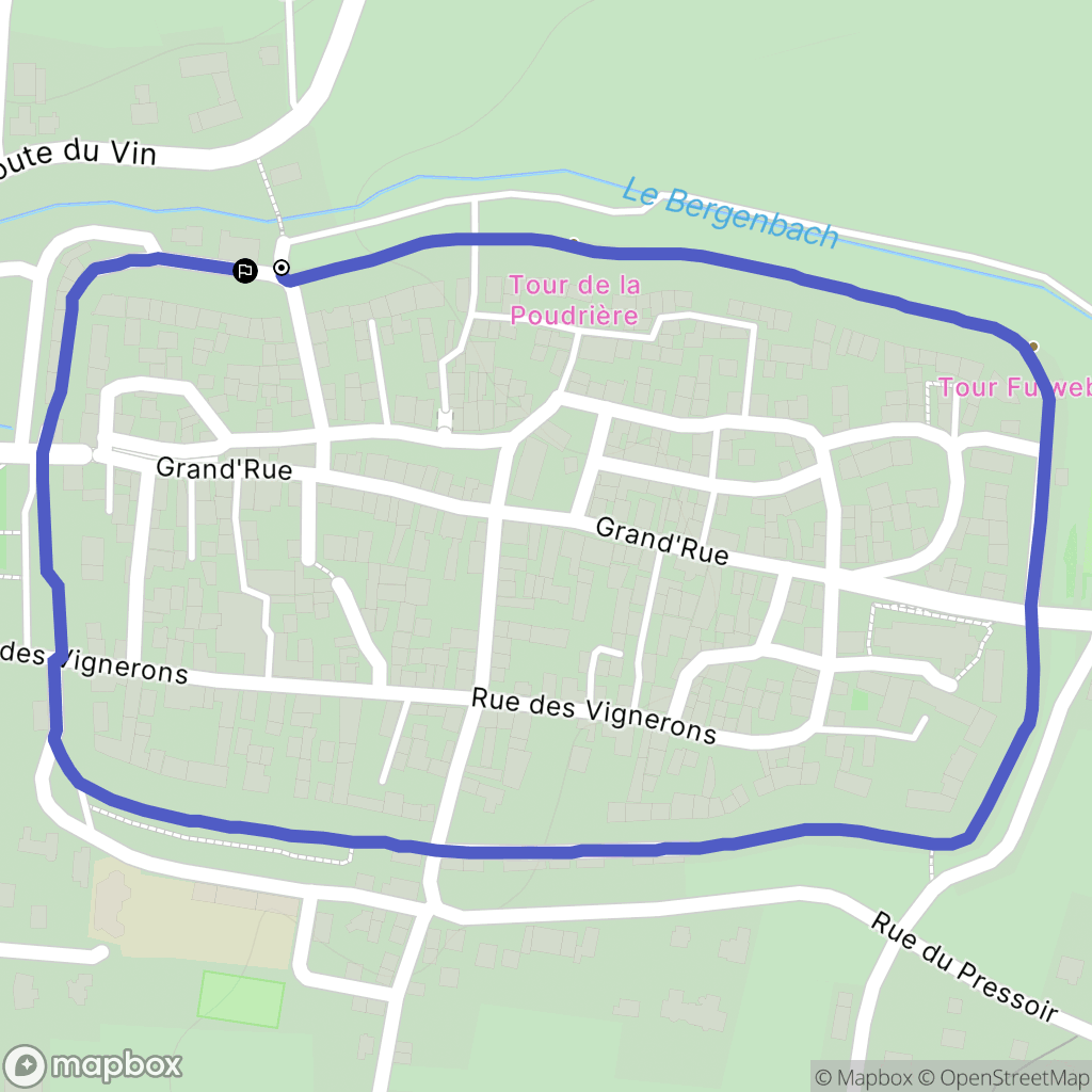 Bergheim : carte du parcours de randonnée - France