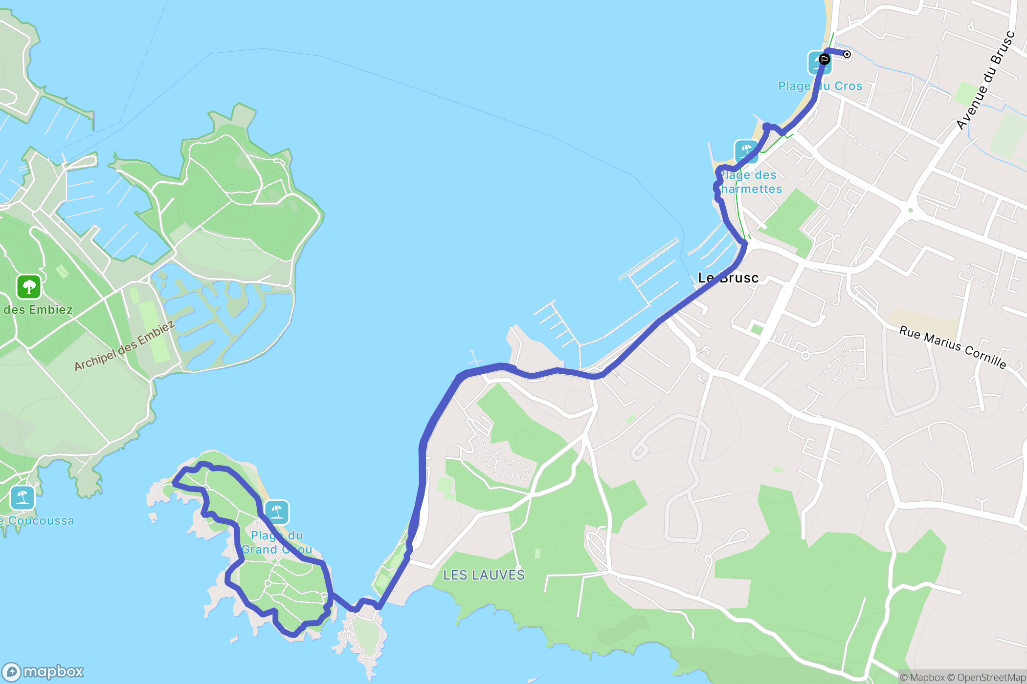 Six-Fours-les-Plages : carte du parcours de randonnée - France