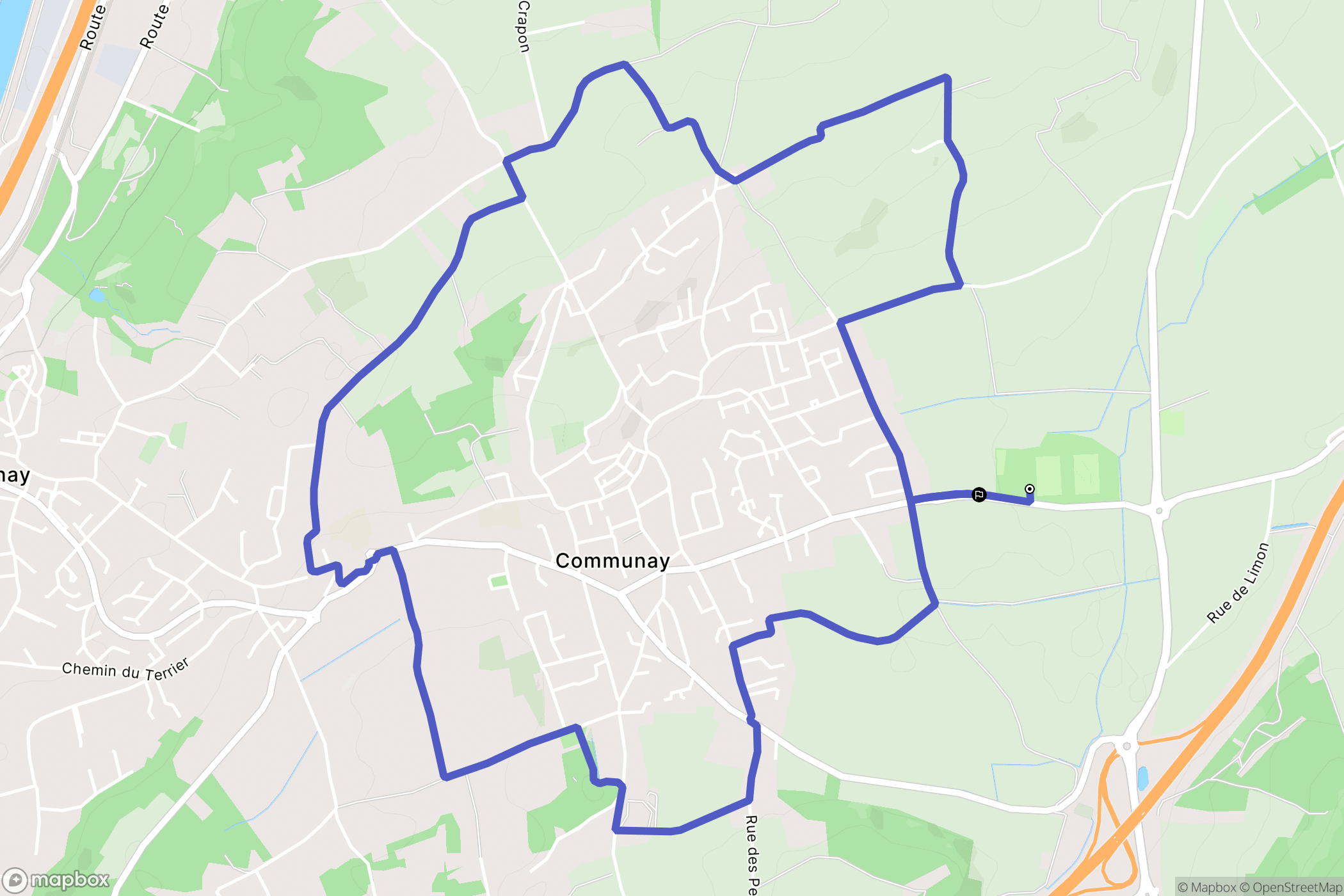 Communay : carte du parcours de randonnée - France
