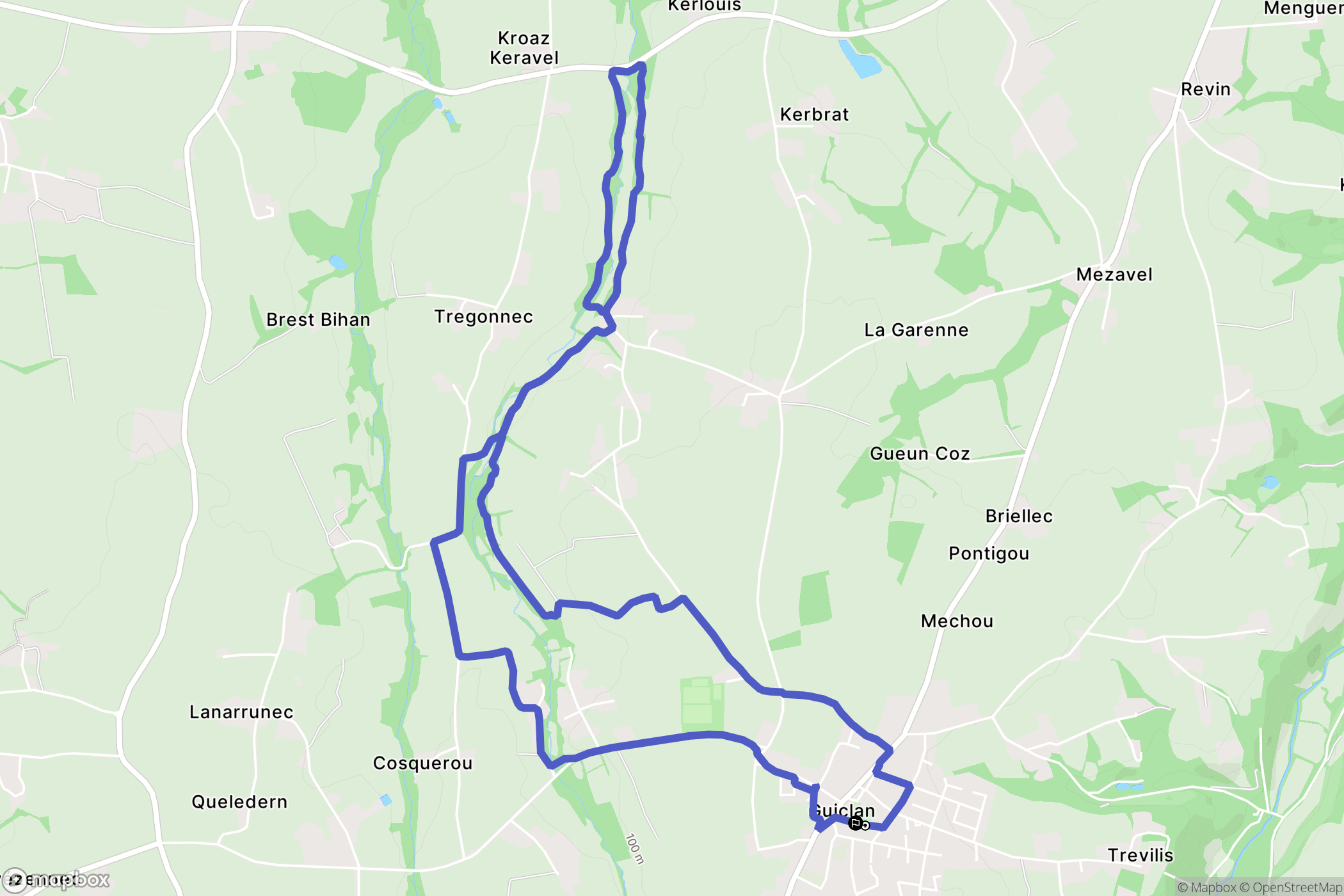 Guiclan : carte du parcours de randonnée - France