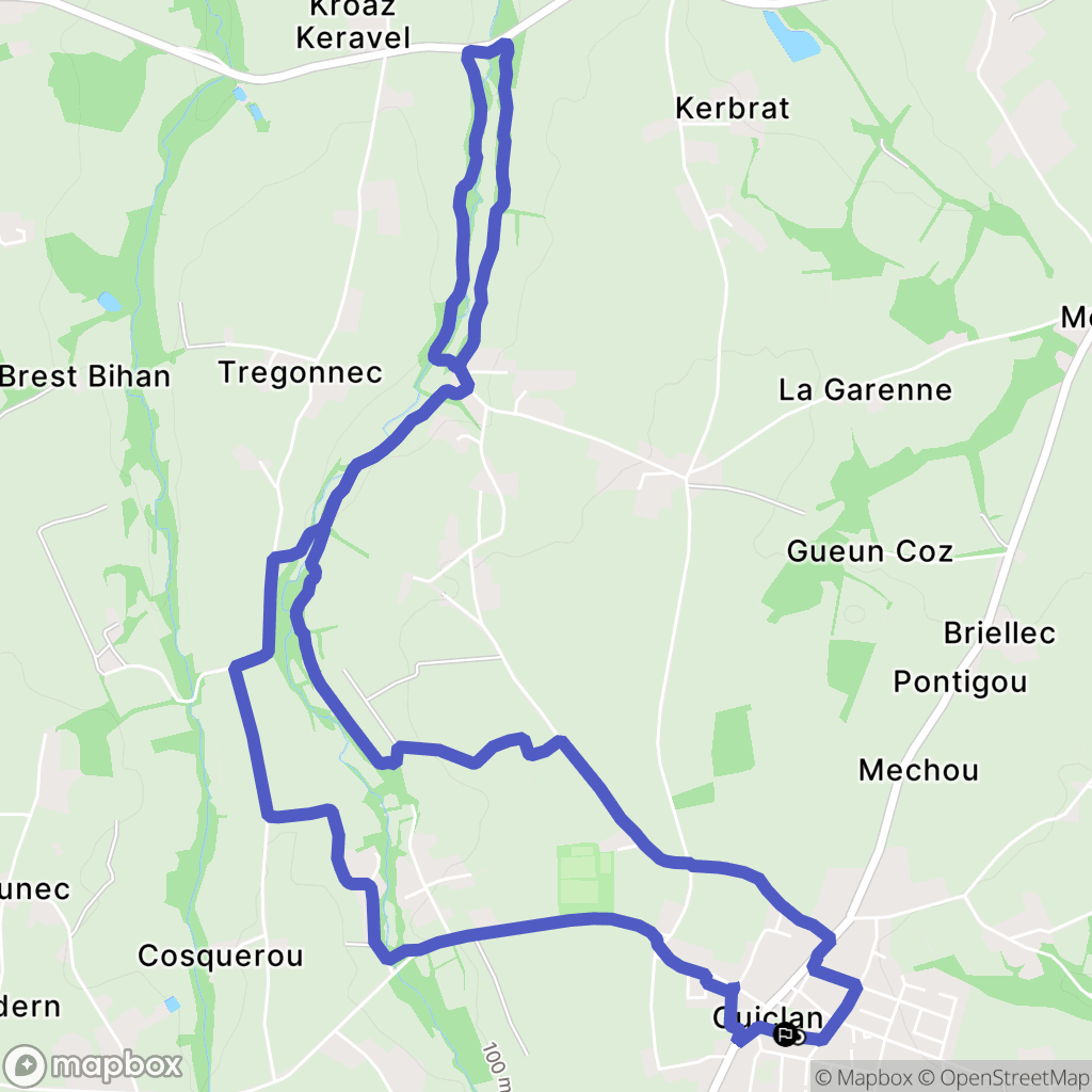 Guiclan : carte du parcours de randonnée - France