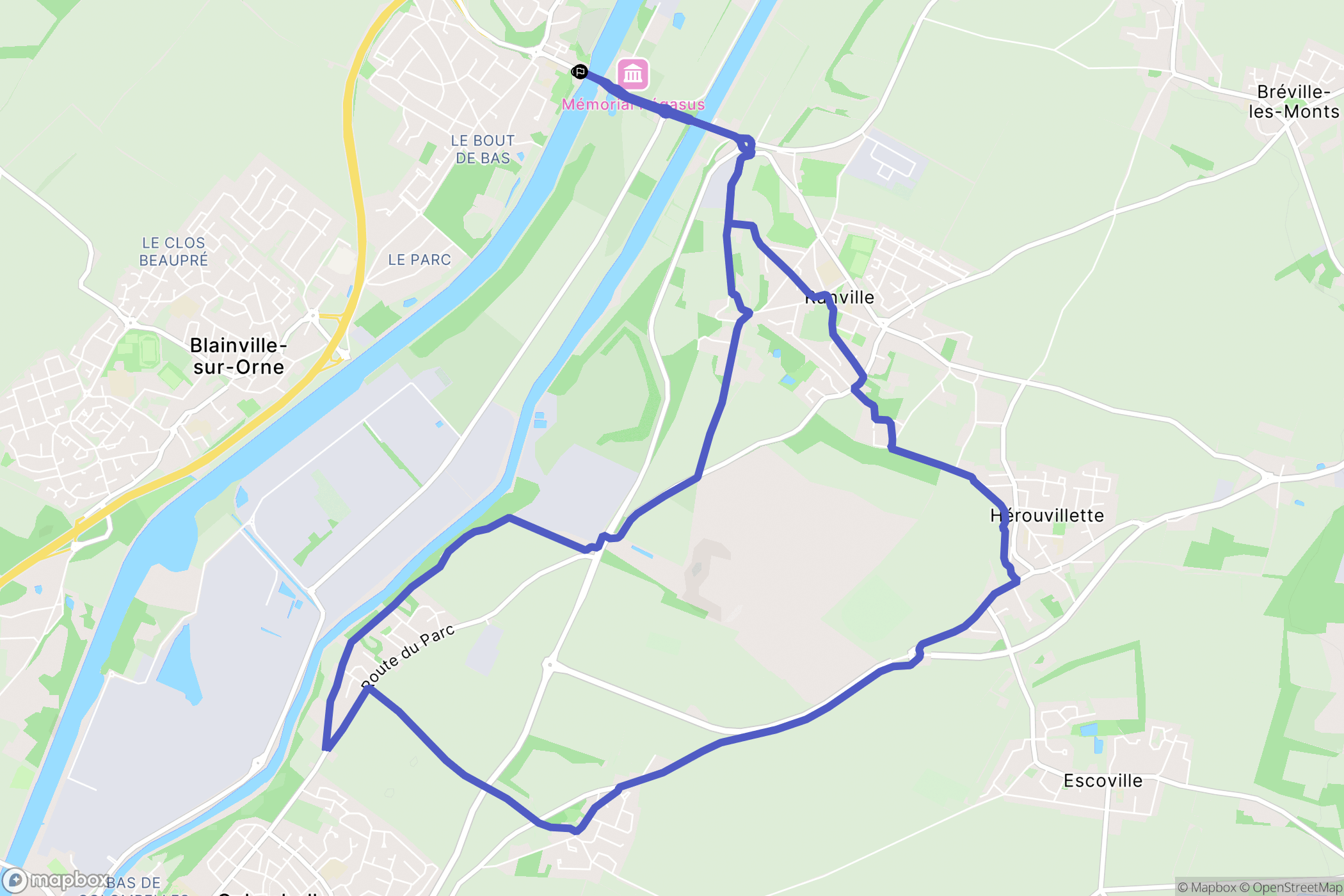 Bénouville : carte du parcours de randonnée - France