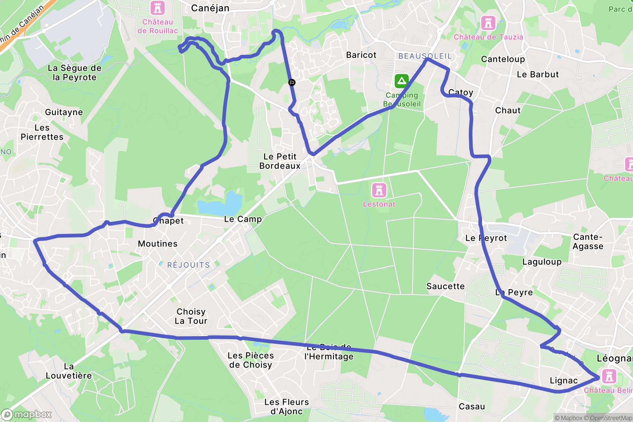 Canéjan : carte du parcours de randonnée - France