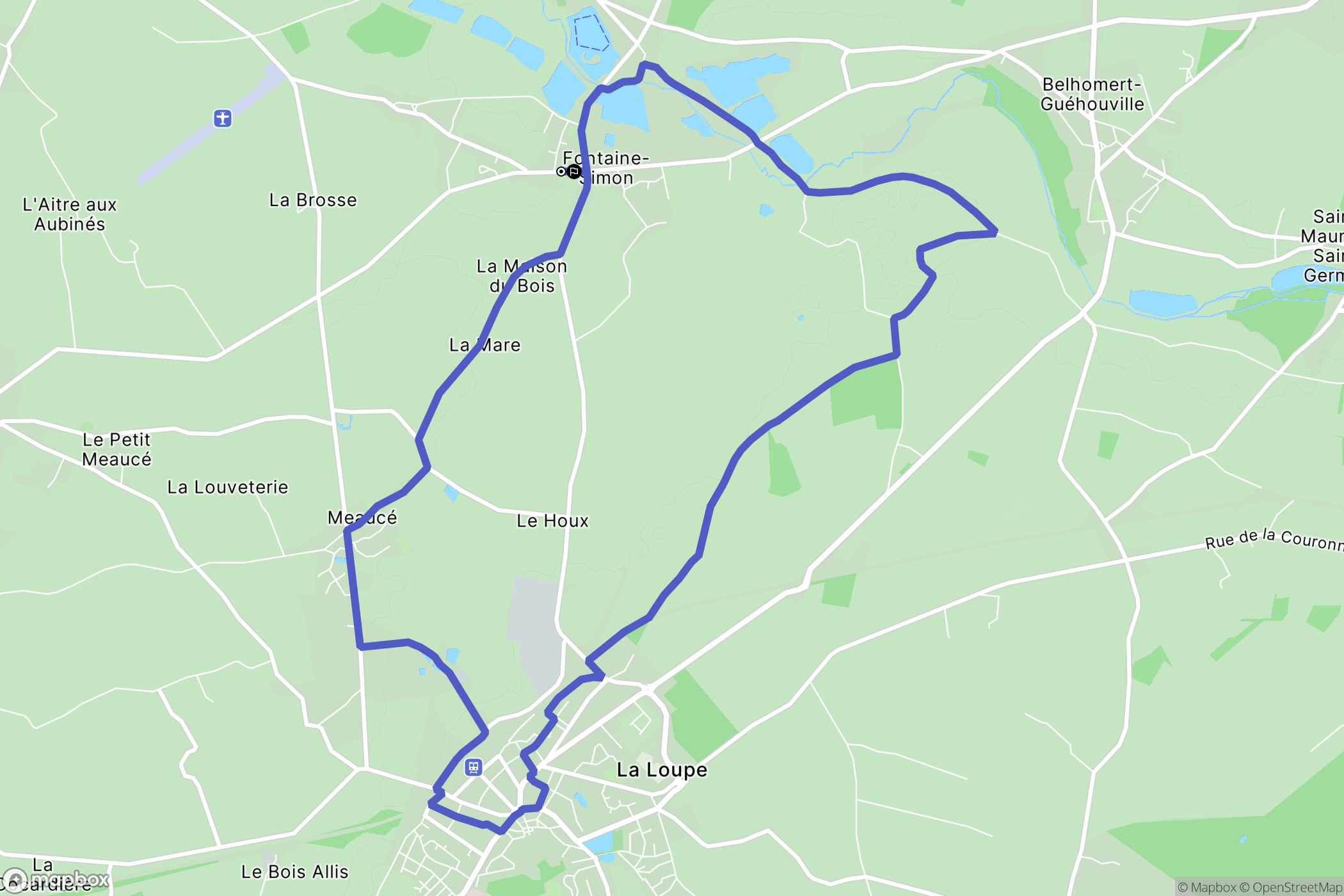 Fontaine-Simon : carte du parcours de randonnée - France