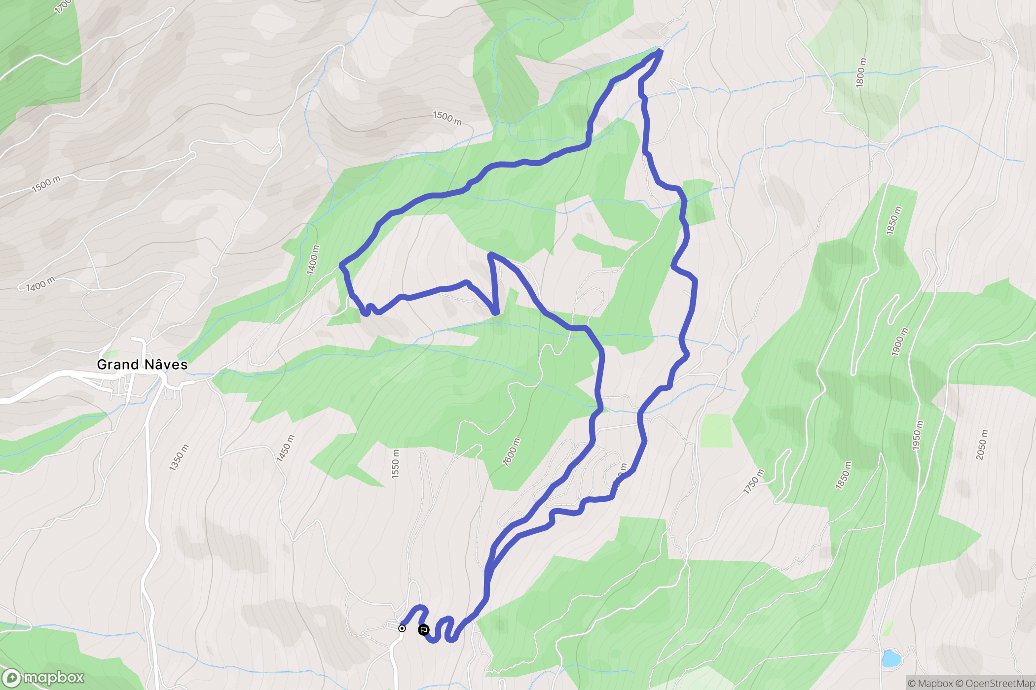 La Léchère : carte du parcours de randonnée - France