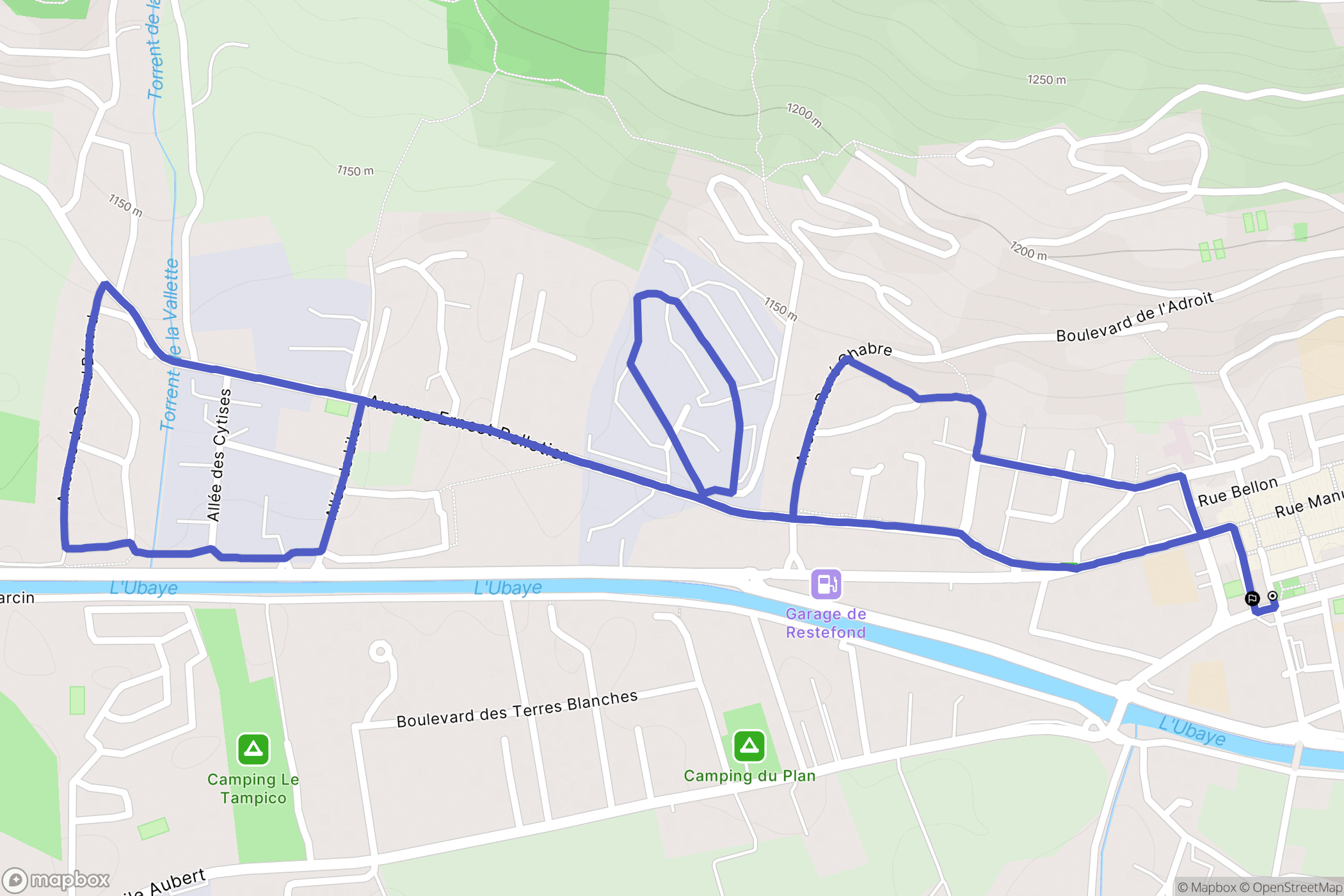 Barcelonnette : carte du parcours de randonnée - France