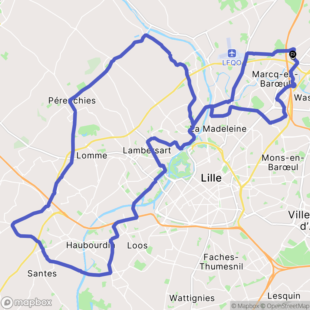 Wasquehal : carte du parcours de randonnée - France