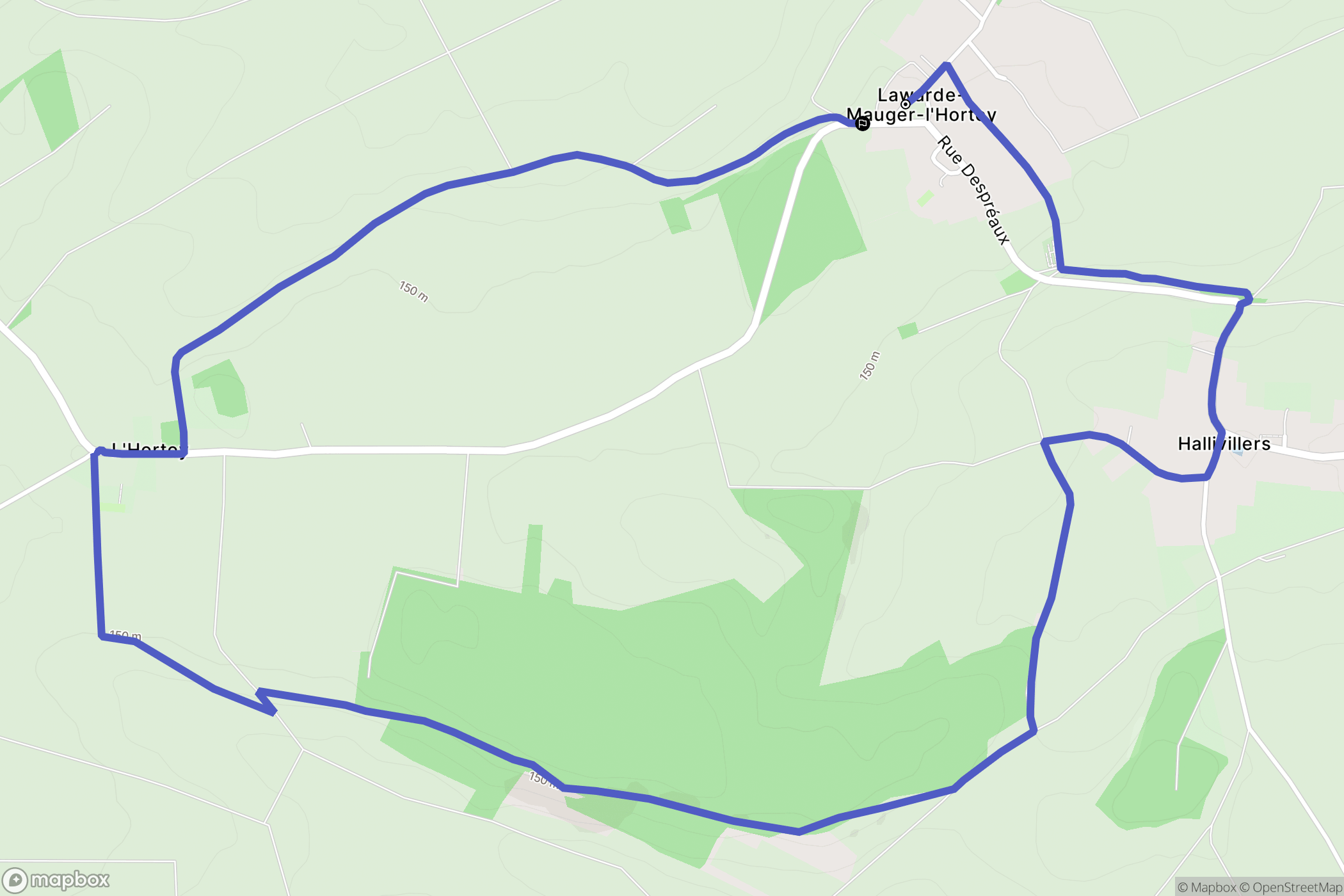 Lawarde-Mauger-l'Hortoy : carte du parcours de randonnée - France