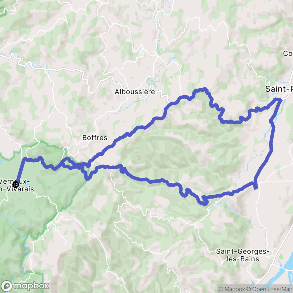 Vernoux-en-Vivarais : carte du parcours de randonnée - France