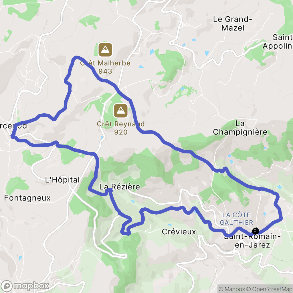 Saint-Romain-en-Jarez : carte du parcours de randonnée - France