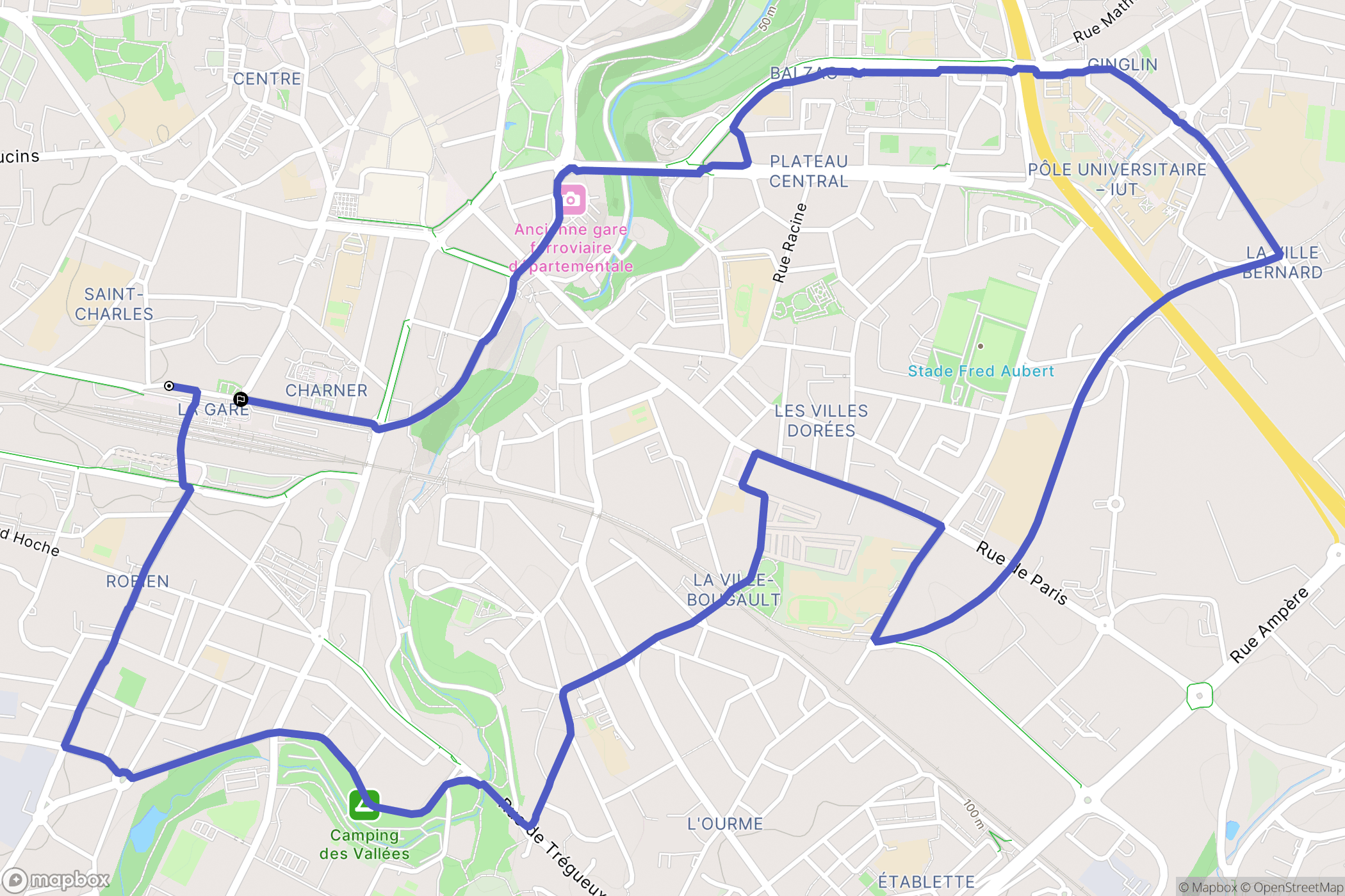 Saint-Brieuc : carte du parcours de randonnée - France