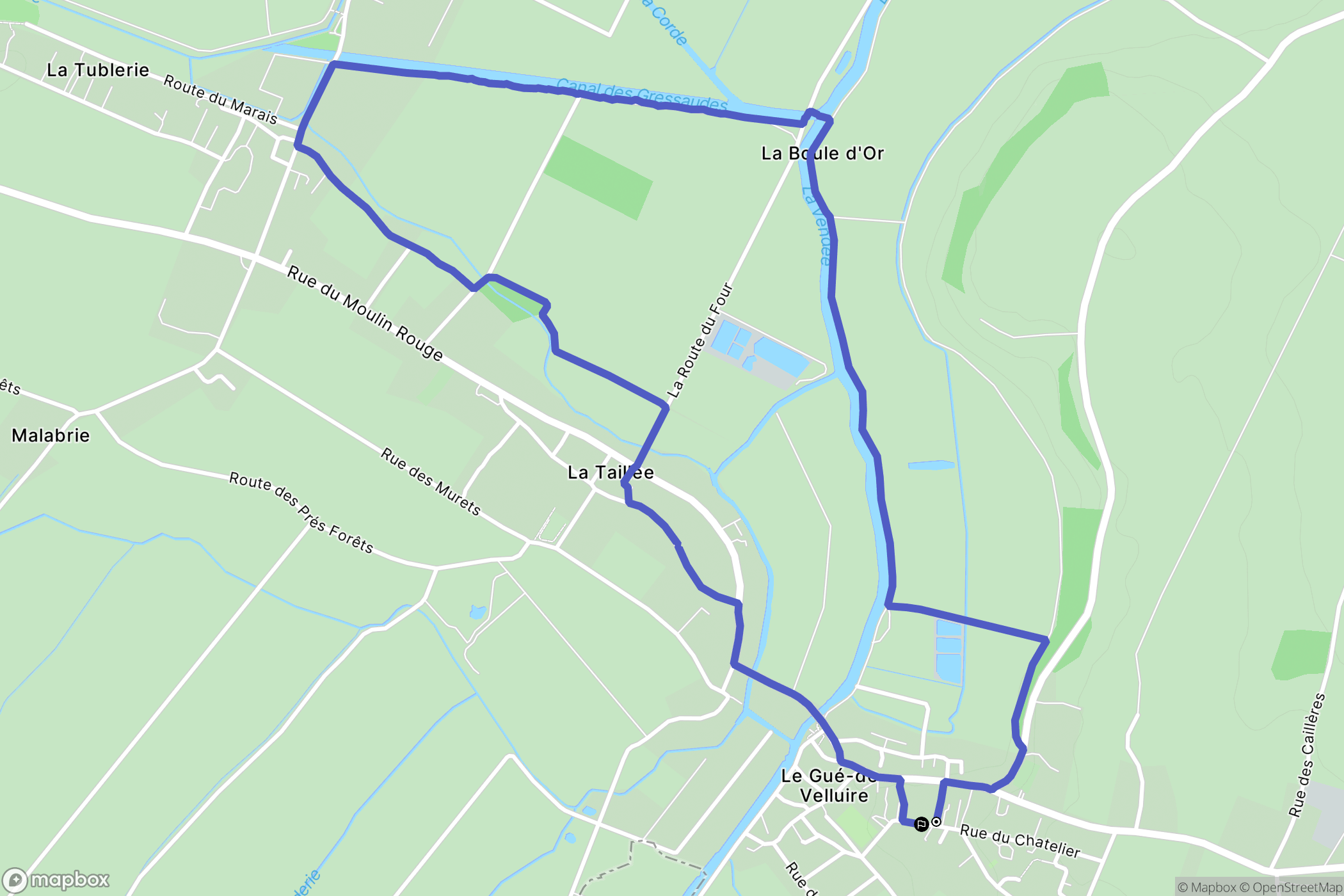 Le Gué-de-Velluire : carte du parcours de randonnée - France