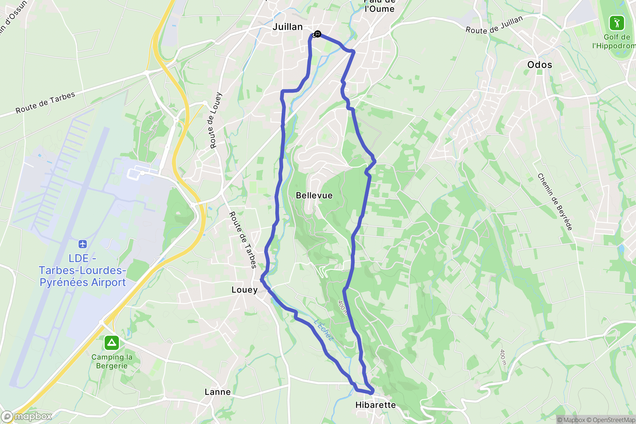 Juillan : carte du parcours de randonnée - France