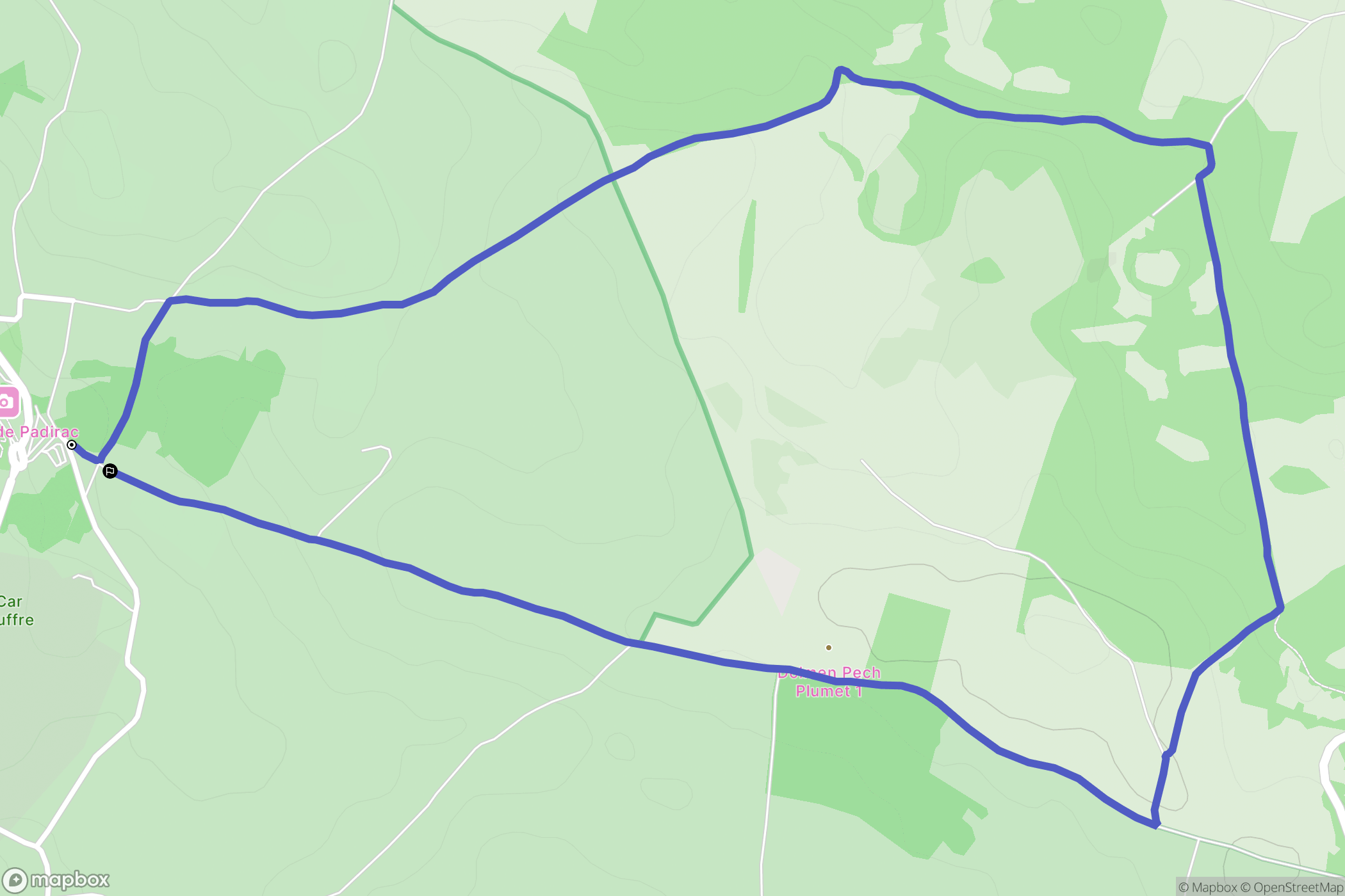 Padirac : carte du parcours de randonnée - France