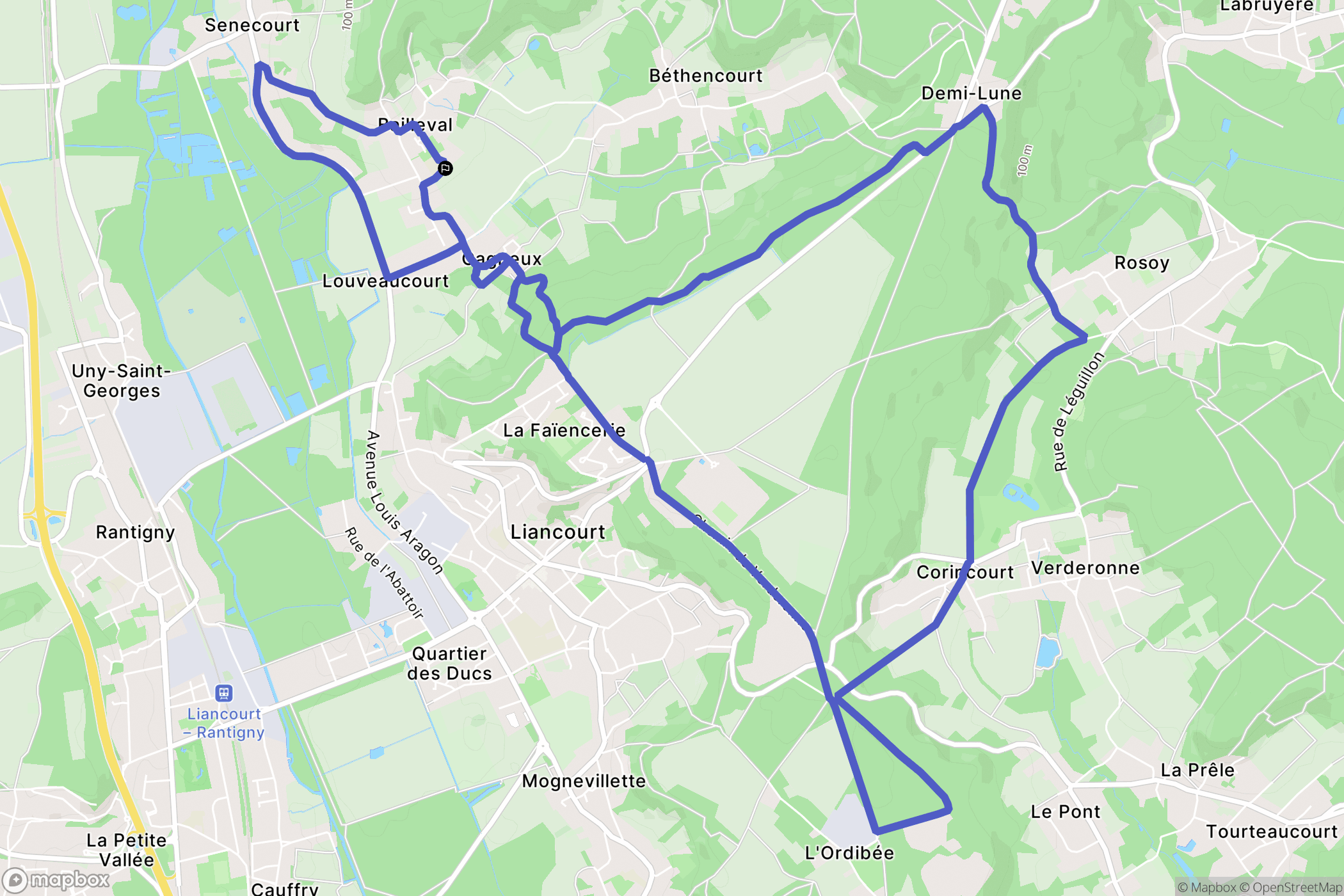 Bailleval : carte du parcours de randonnée - France