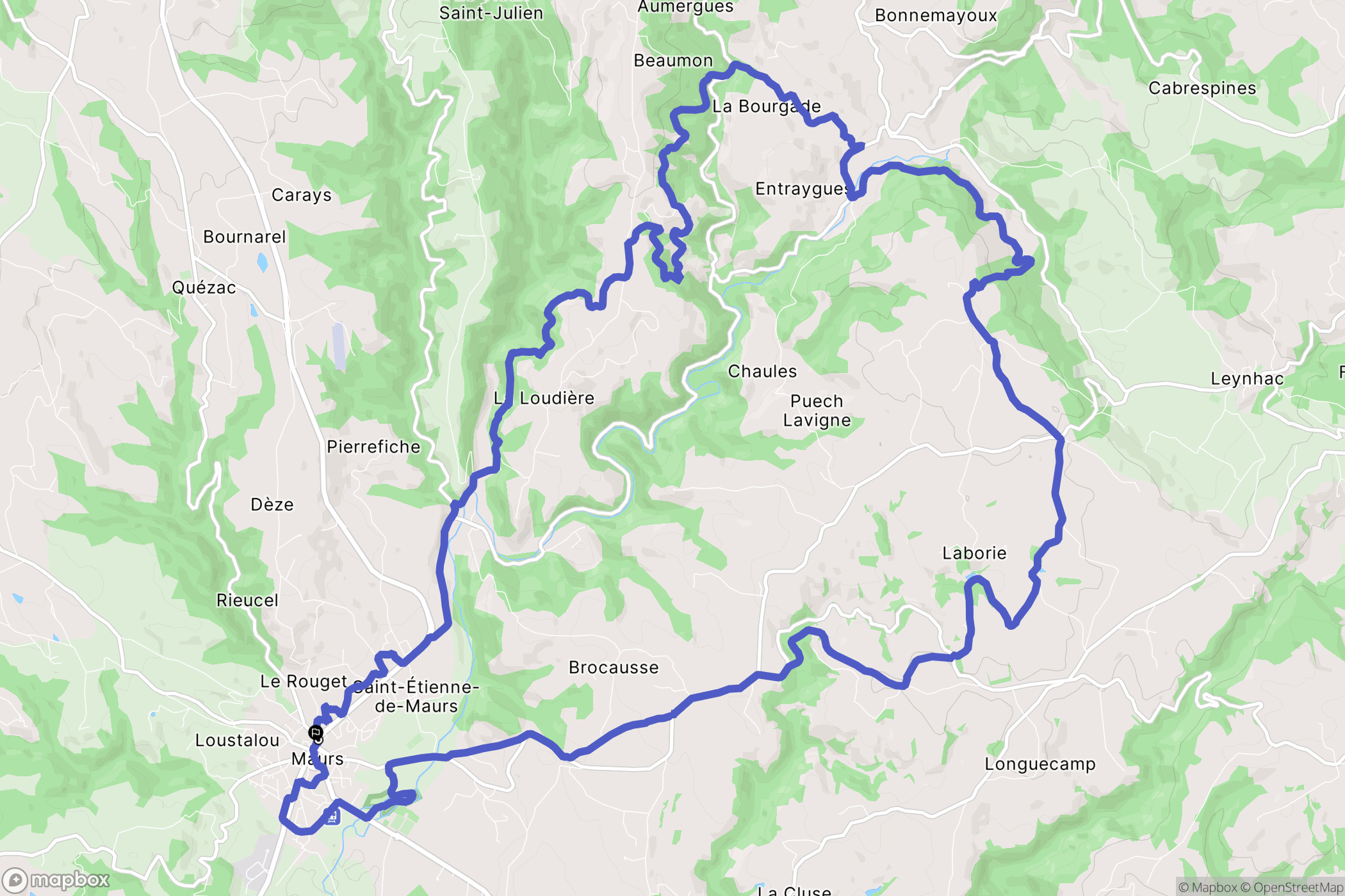 Maurs : carte du parcours de randonnée - France