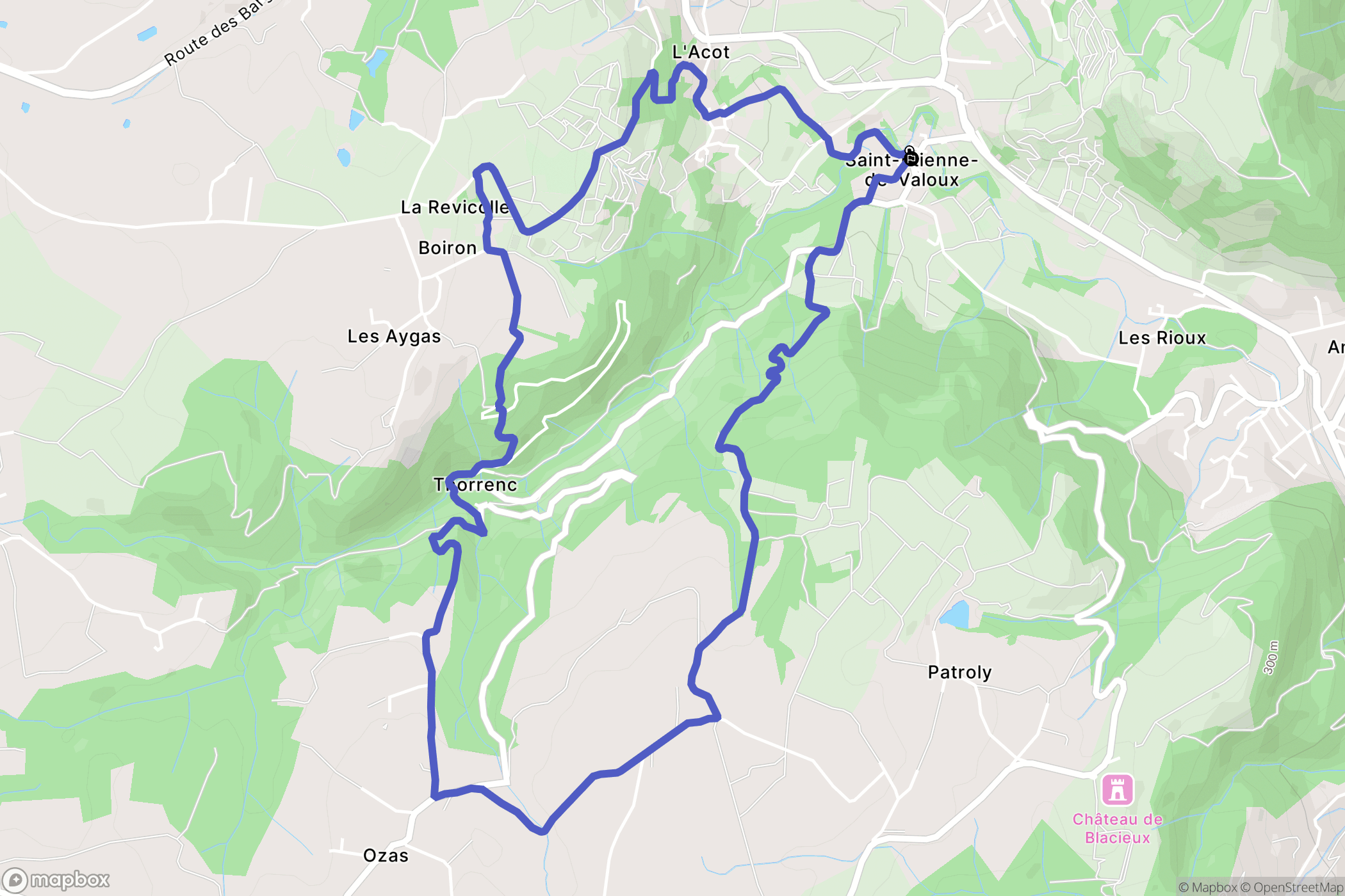 Saint-Étienne-de-Valoux : carte du parcours de randonnée - France