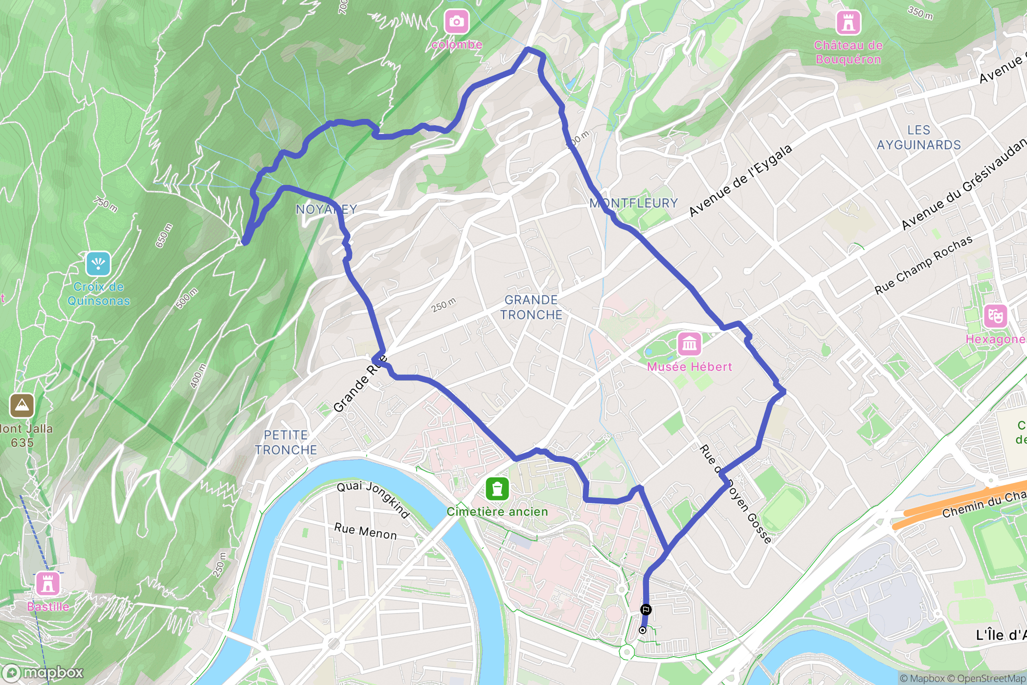 La Tronche : carte du parcours de randonnée - France