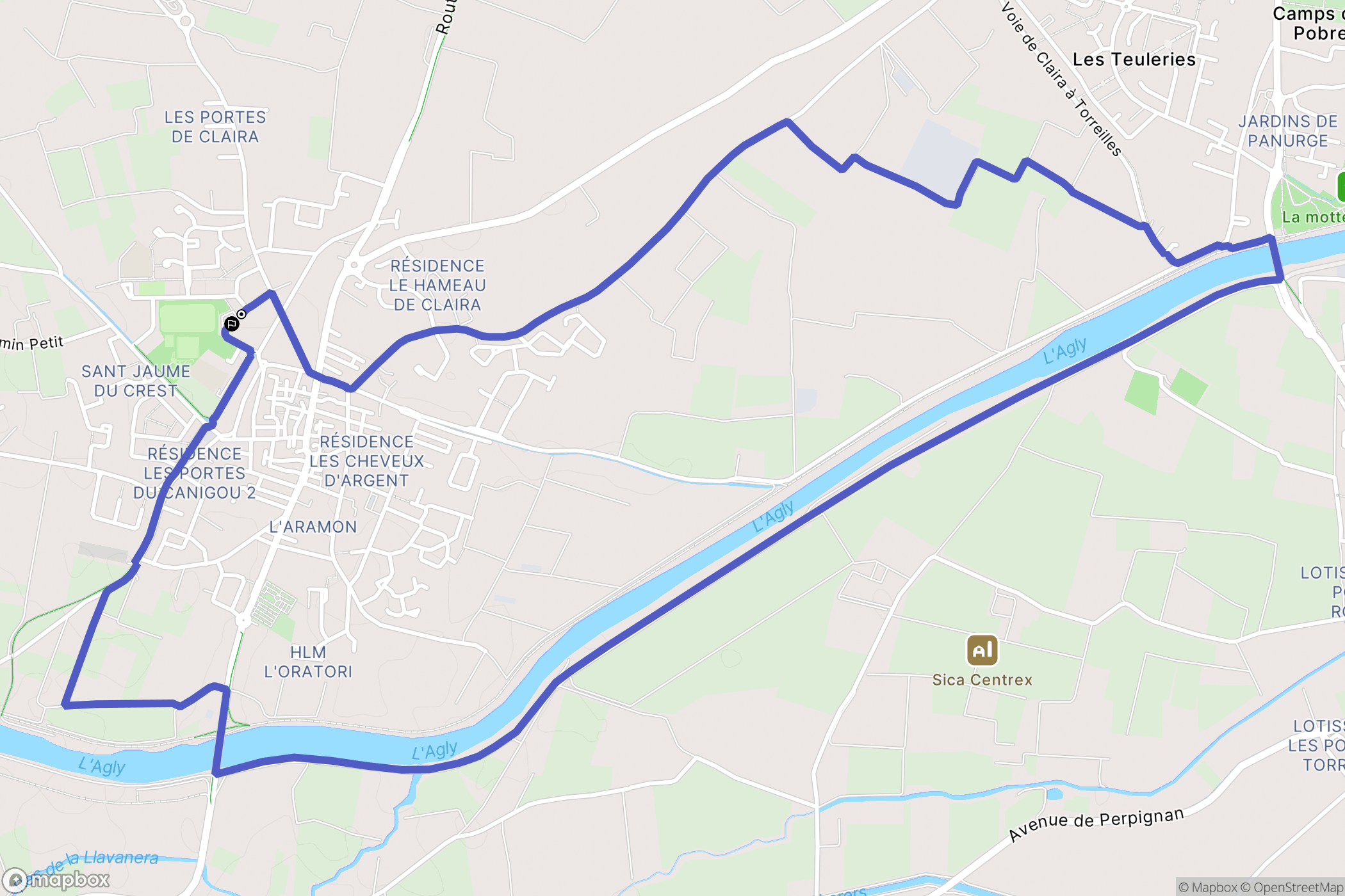 Claira : carte du parcours de randonnée - France