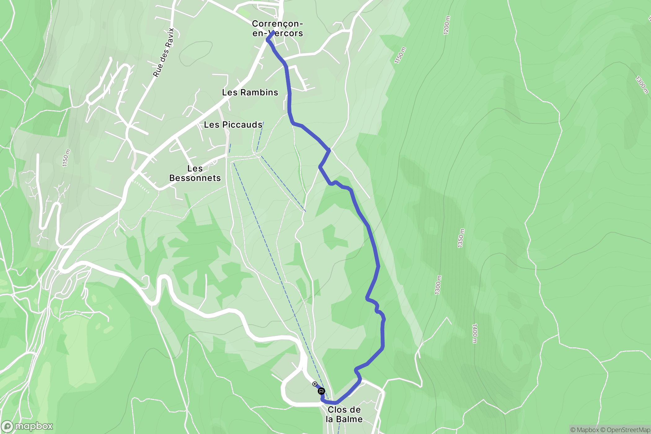 Corrençon-en-Vercors : carte du parcours de randonnée - France