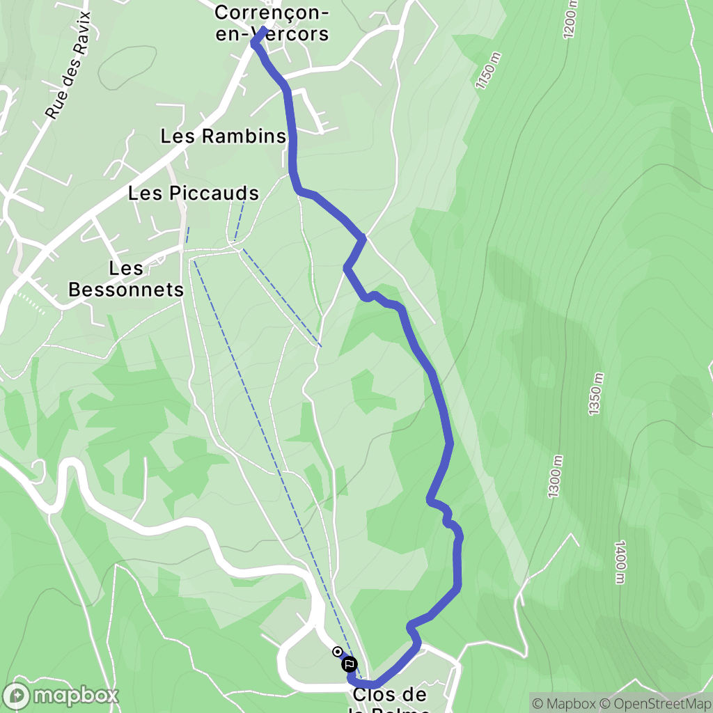 Corrençon-en-Vercors : carte du parcours de randonnée - France