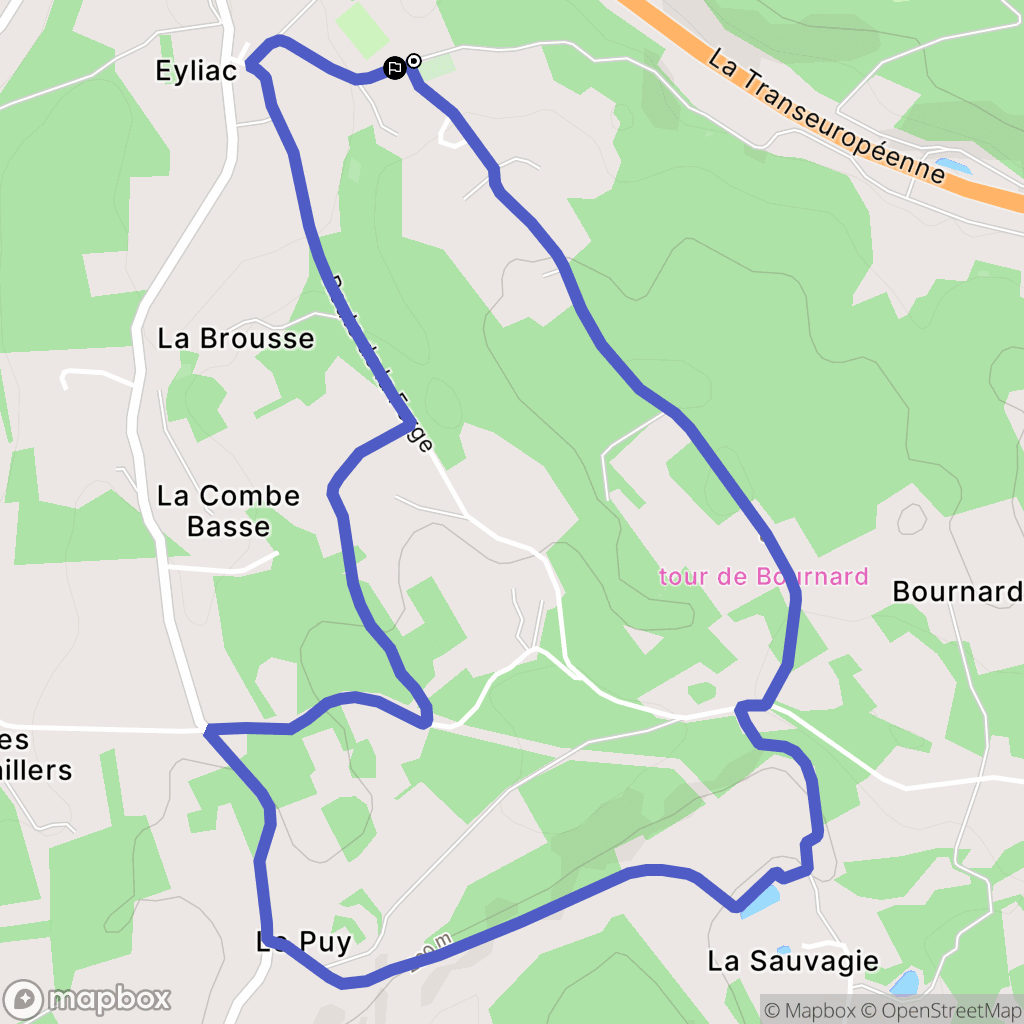 Eyliac : carte du parcours de randonnée - France