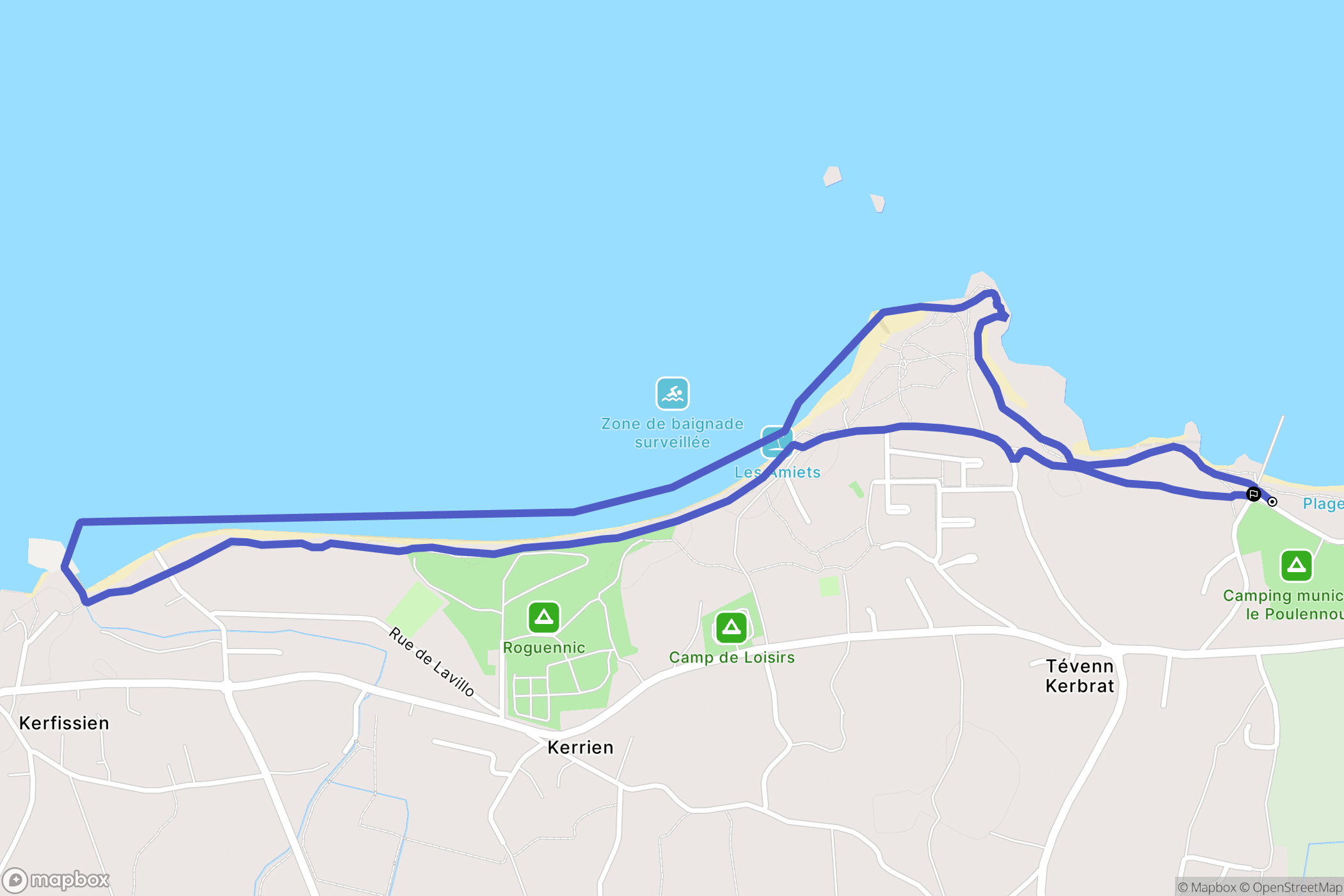 Cléder : carte du parcours de randonnée - France
