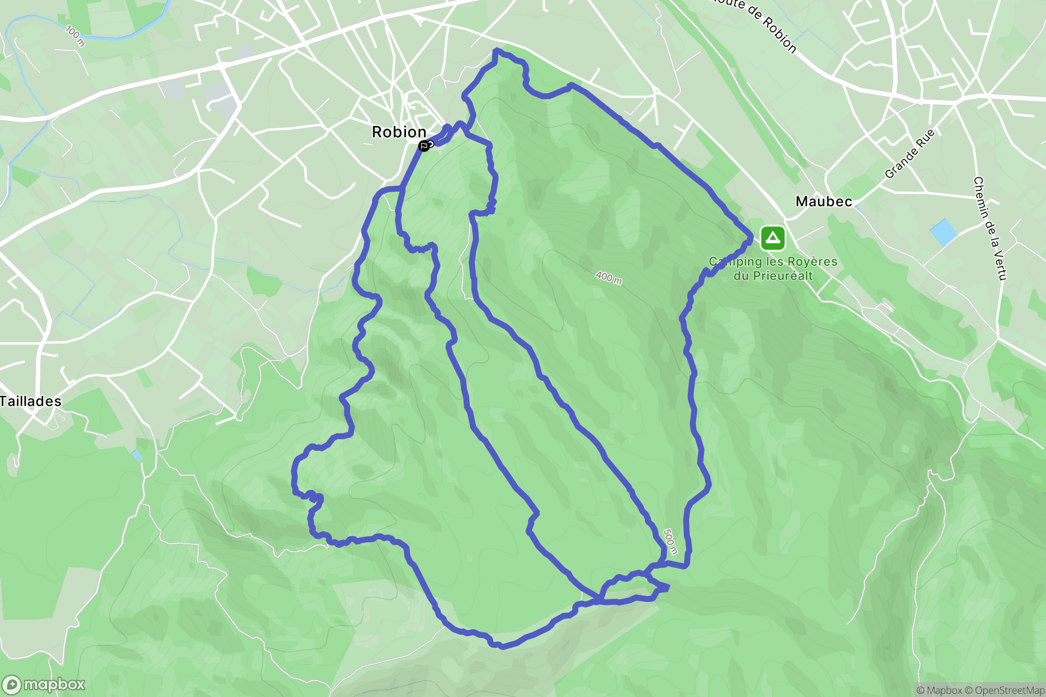Robion : carte du parcours de randonnée - France