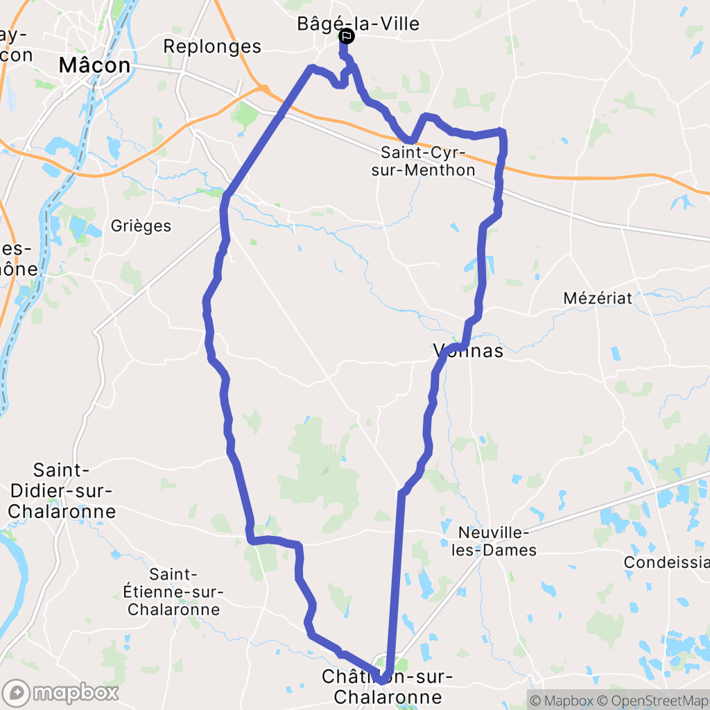 Bâgé-le-Châtel : carte du parcours de randonnée - France