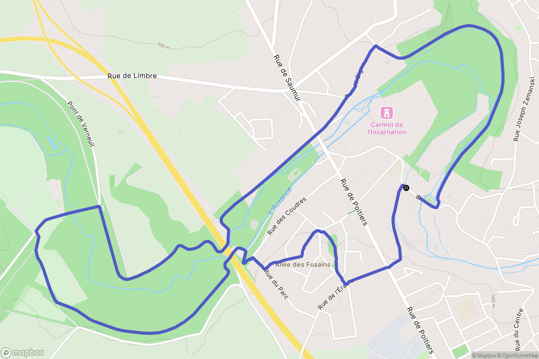 Migné-Auxances : carte du parcours de randonnée - France