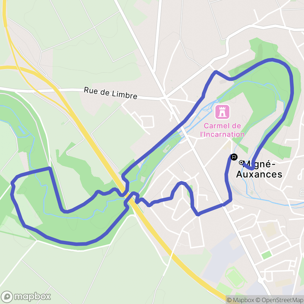 Migné-Auxances : carte du parcours de randonnée - France