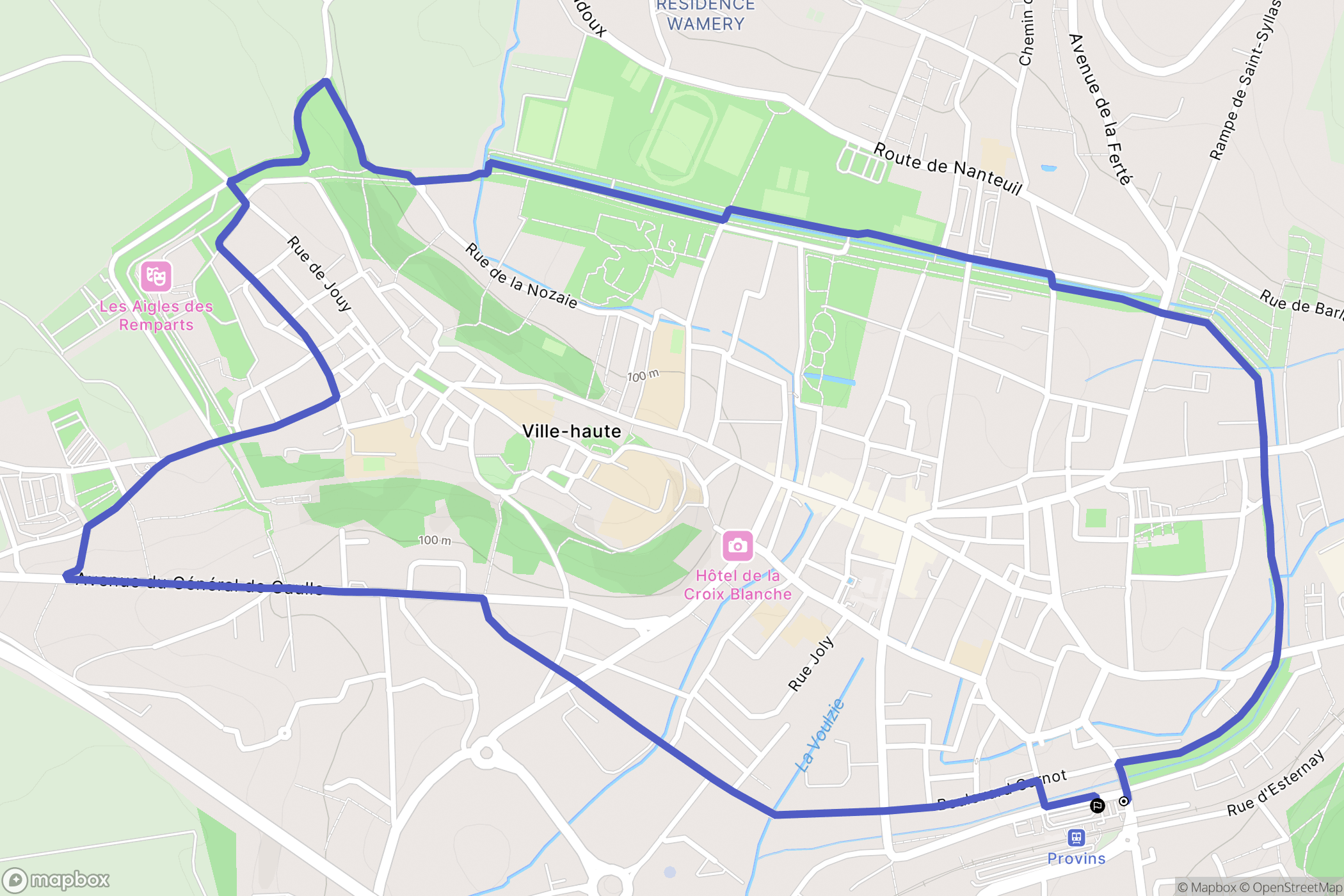 Provins : carte du parcours de randonnée - France
