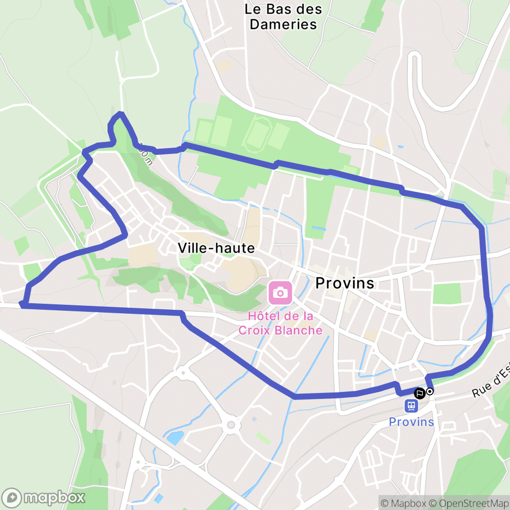 Provins : carte du parcours de randonnée - France