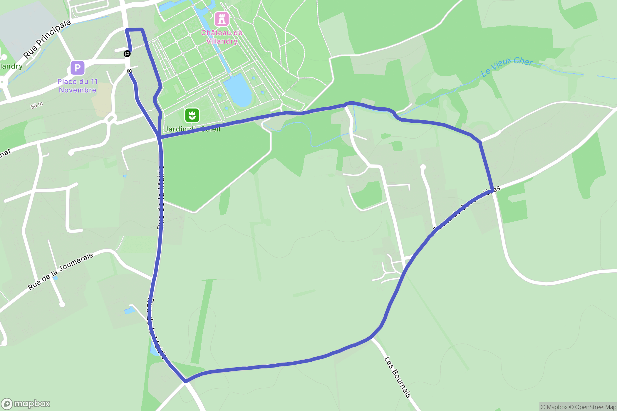 Villandry : carte du parcours de randonnée - France