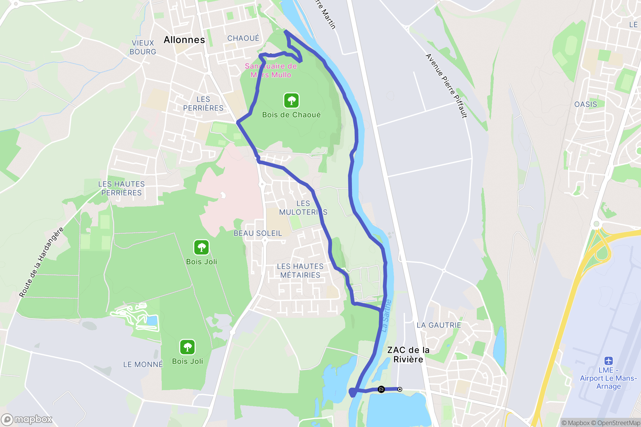 Arnage : carte du parcours de randonnée - France