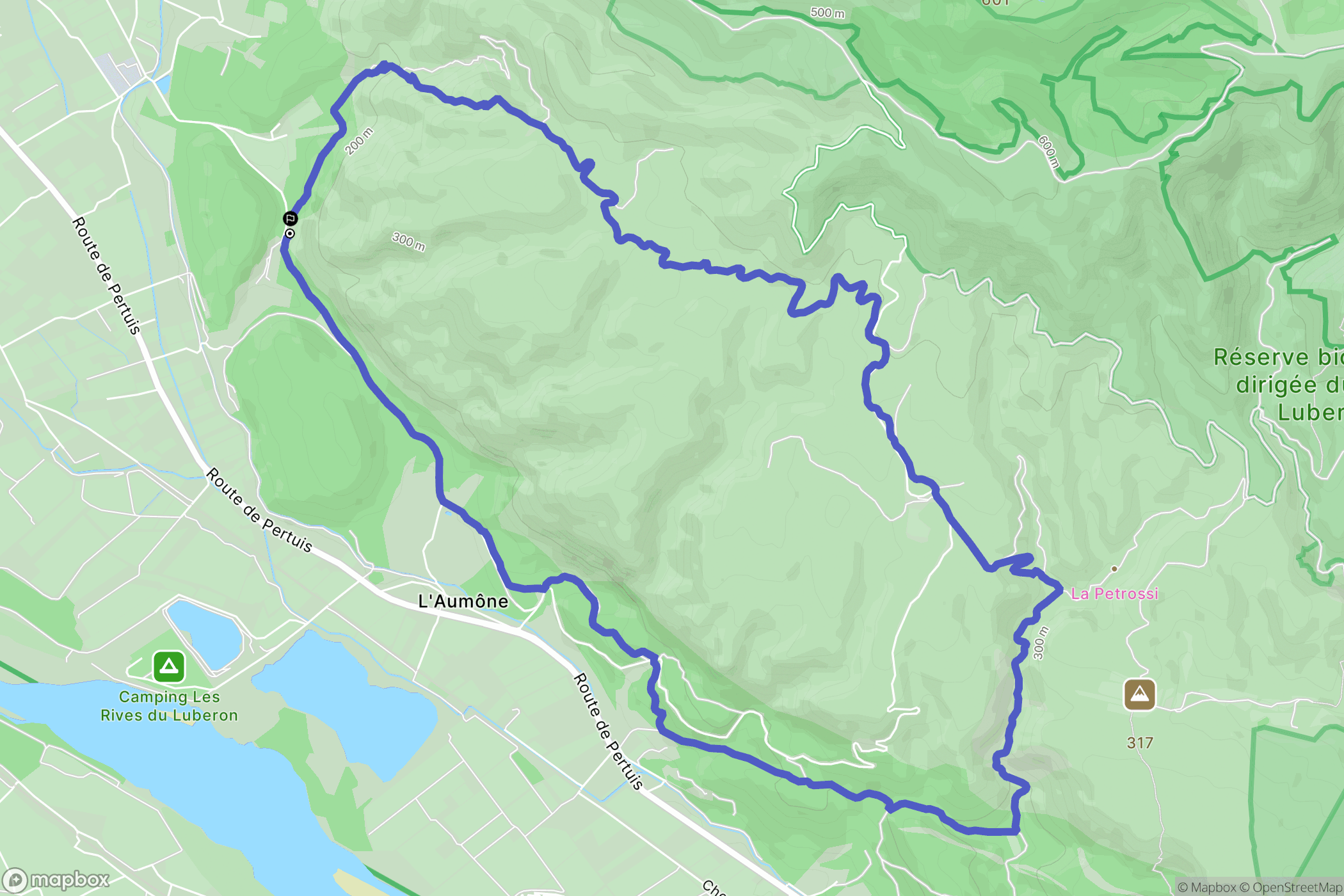 Cheval-Blanc : carte du parcours de randonnée - France