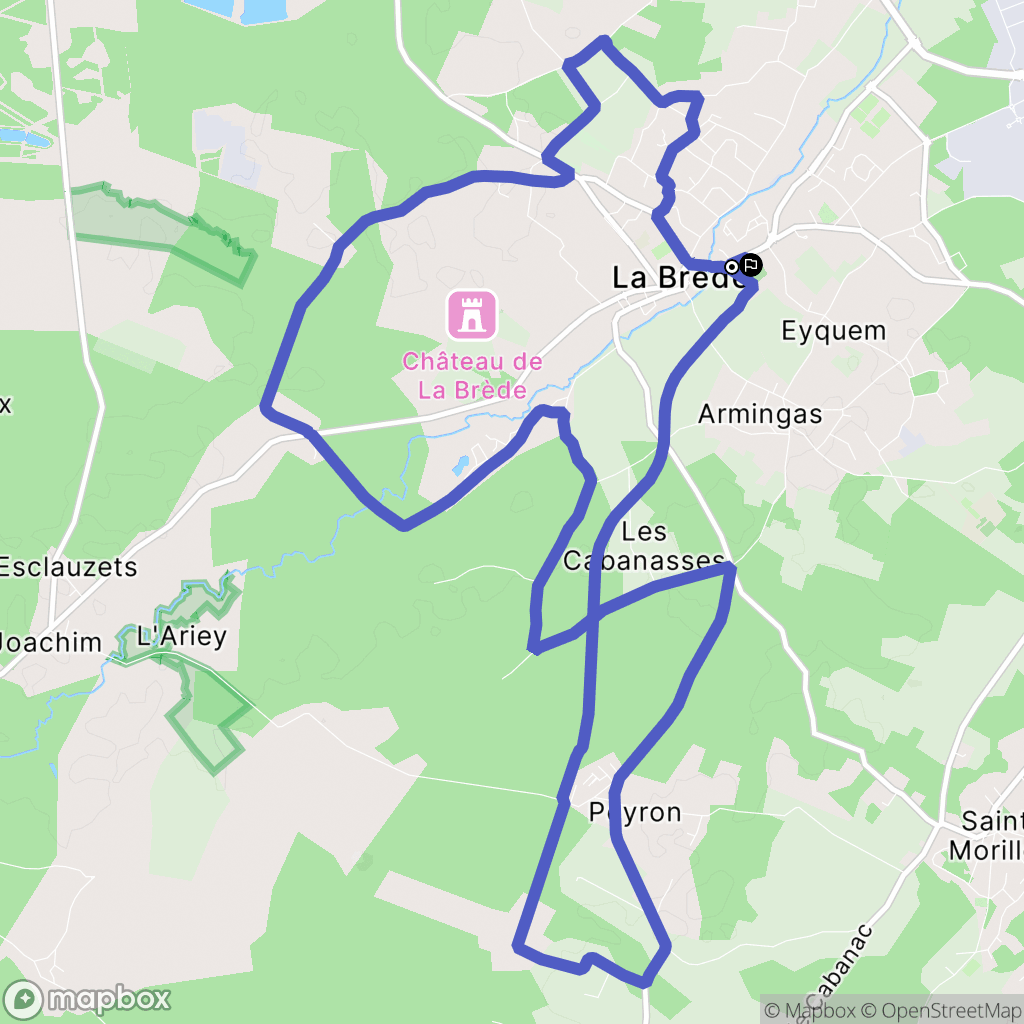 La Brède : carte du parcours de randonnée - France