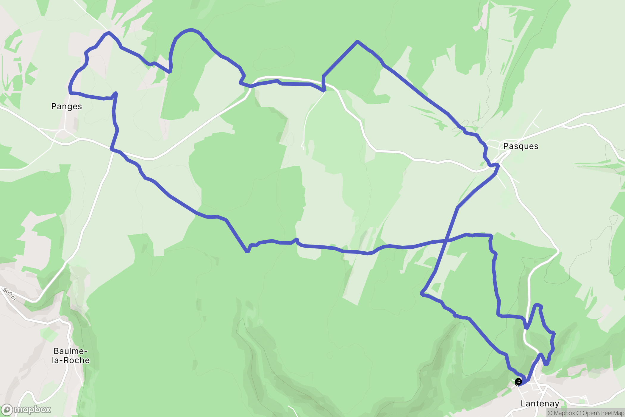 Lantenay : carte du parcours de randonnée - France