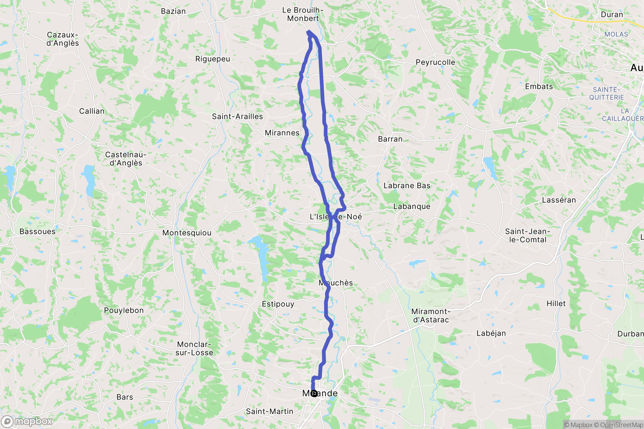 Mirande : carte du parcours de randonnée - France