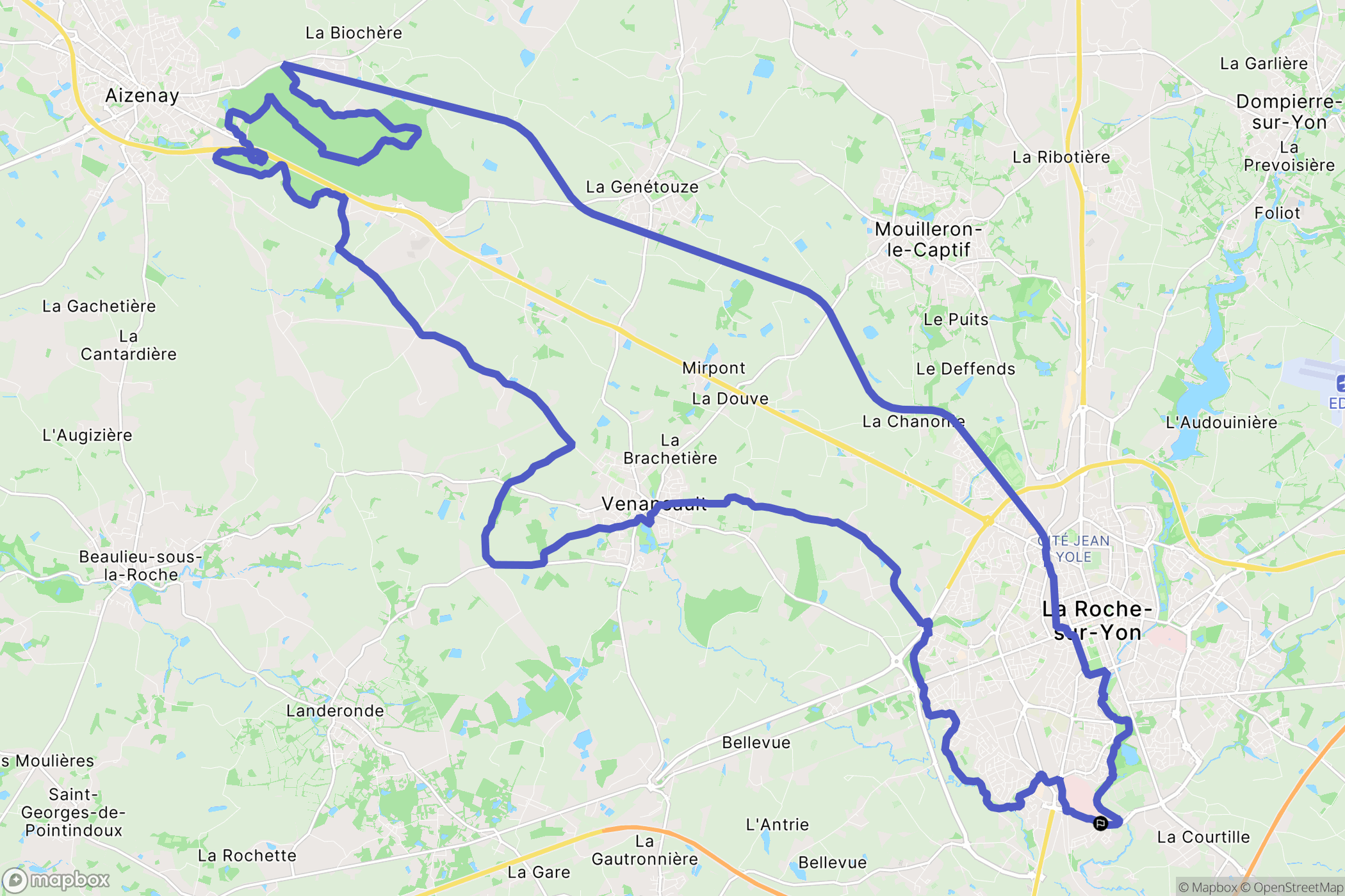 La Roche-sur-Yon : carte du parcours de randonnée - France